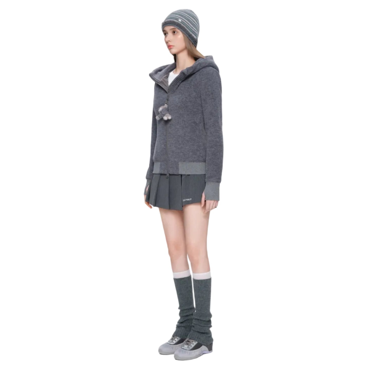 13DE MARZO Fleece Hoodie in Dark Gray | MADAX