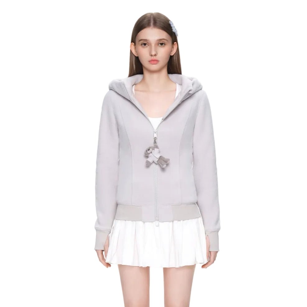 13DE MARZO Fleece Hoodie in Light Gray | MADAX