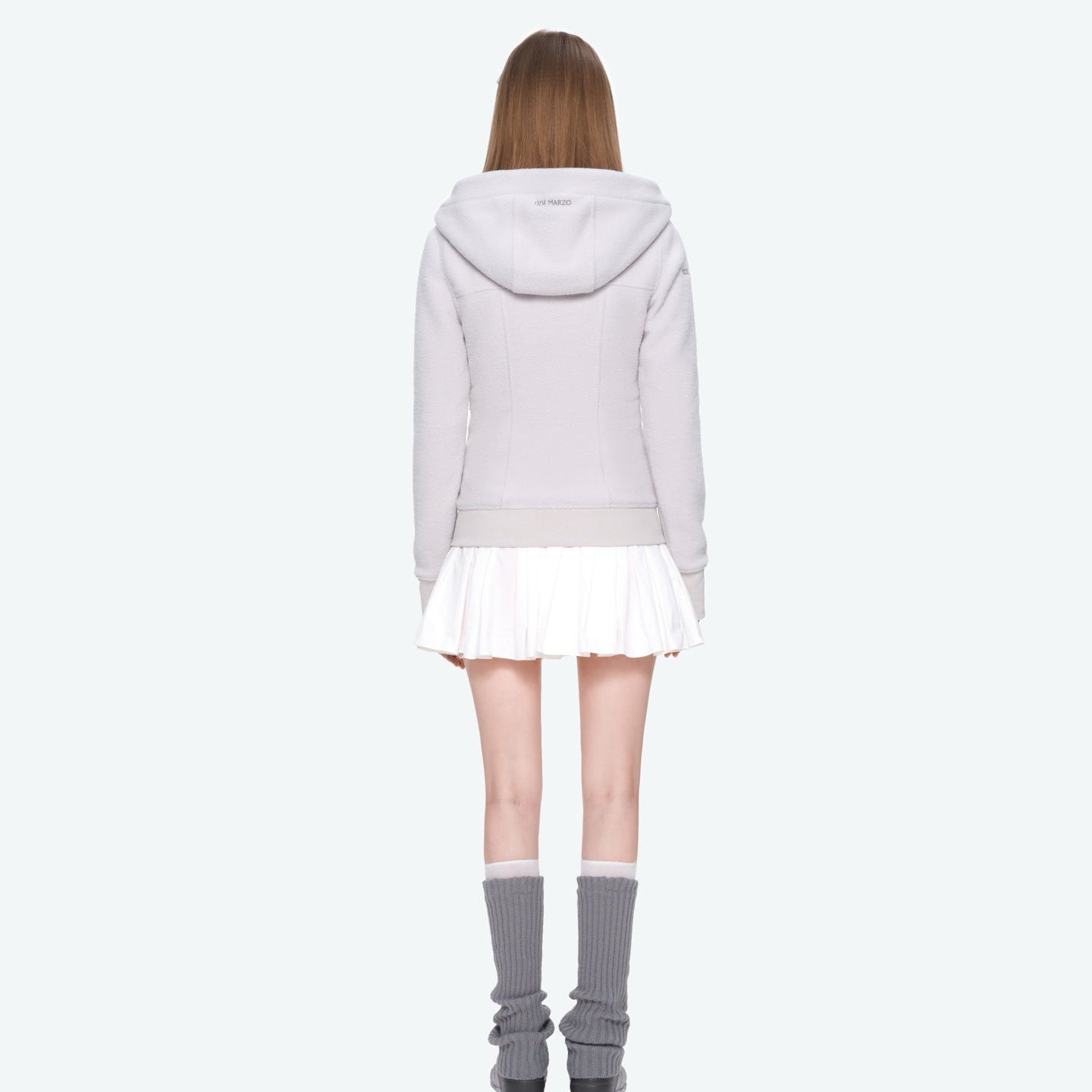 13DE MARZO Fleece Hoodie in Light Gray | MADAX