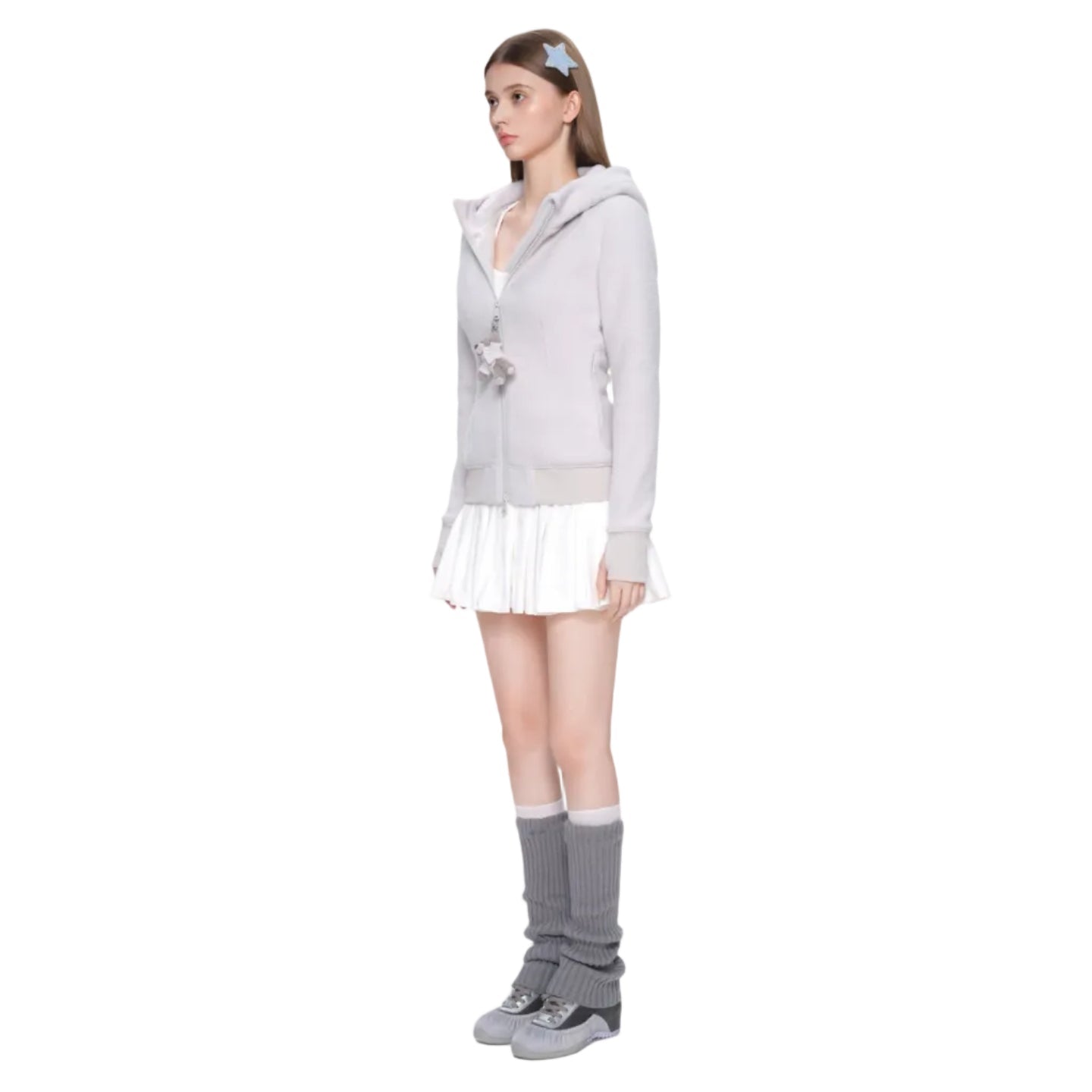 13DE MARZO Fleece Hoodie in Light Gray | MADAX