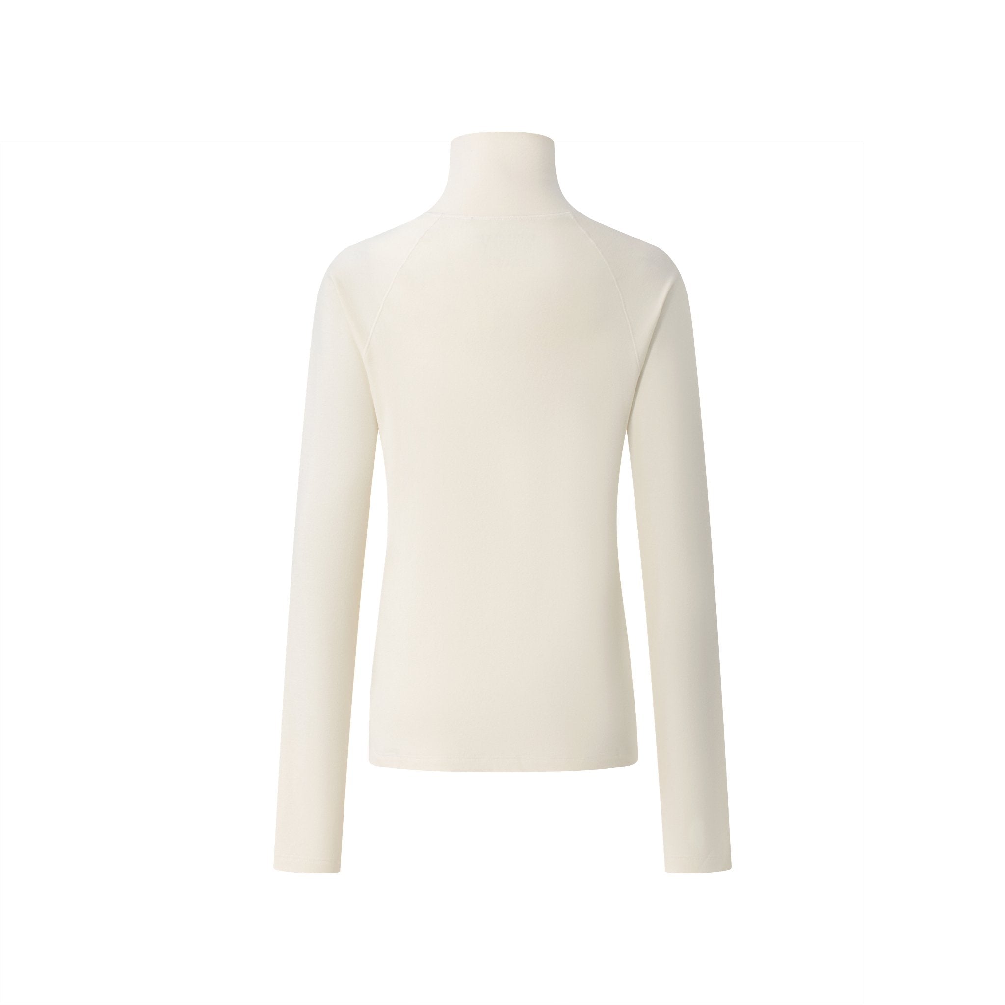 CLIMAX VISION Fleece solid color turtleneck base shirt in white | MADAX