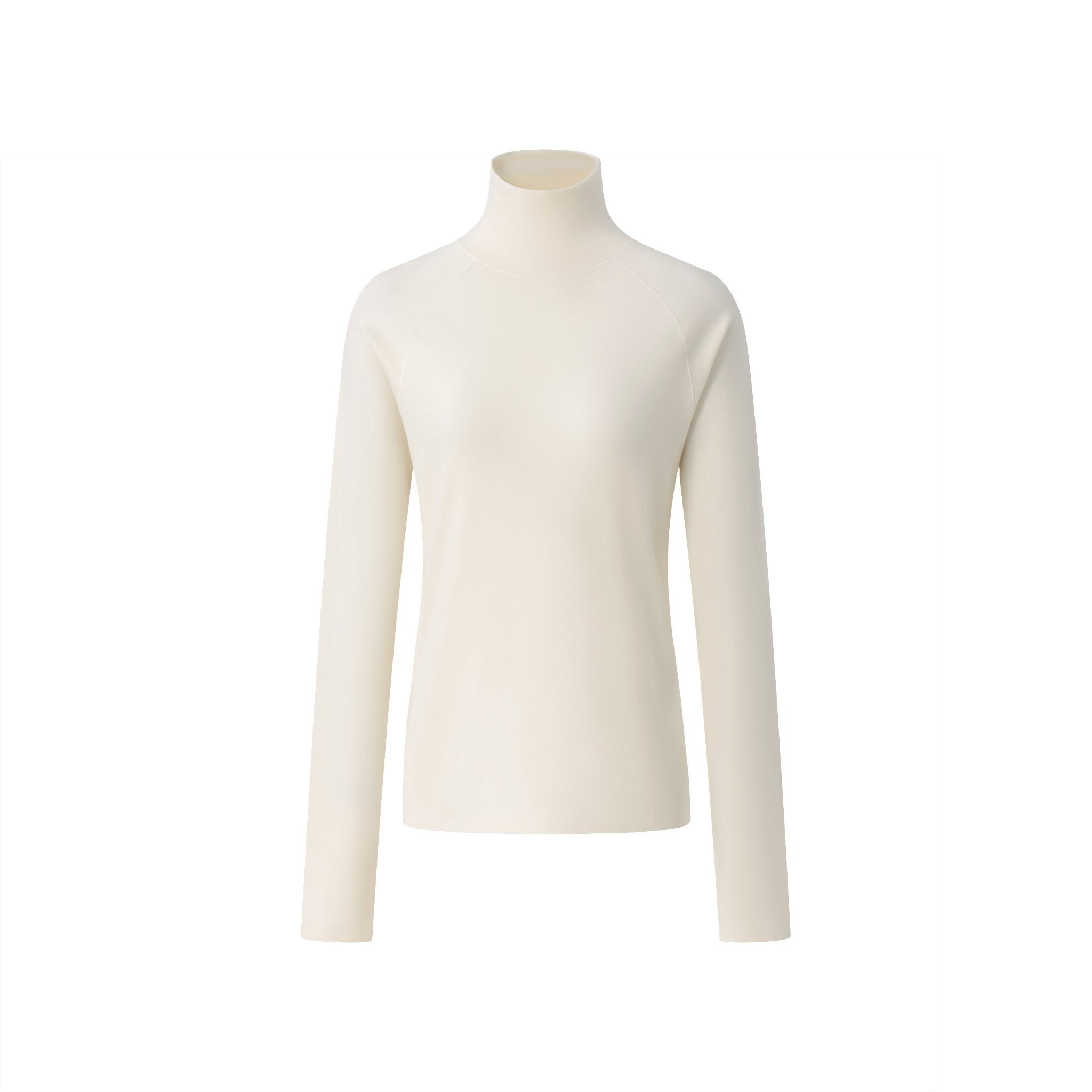 CLIMAX VISION Fleece solid color turtleneck base shirt in white | MADAX