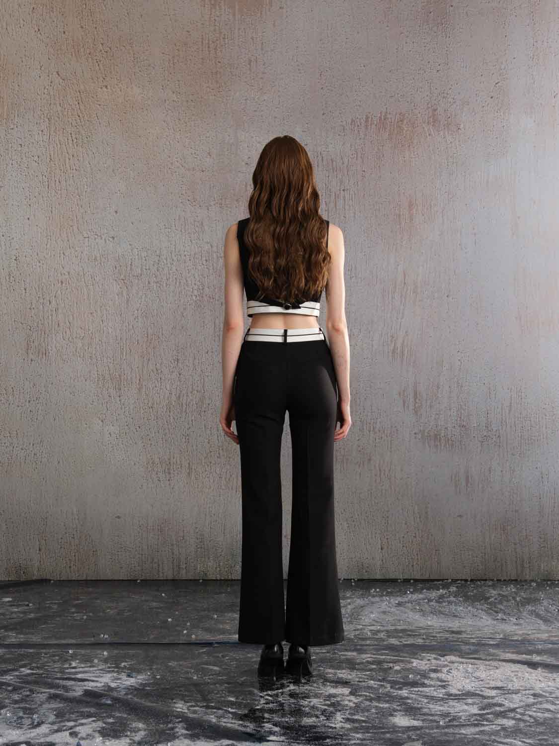 ARTE PURA Flipped Flared Trousers In Black | MADA IN CHINA