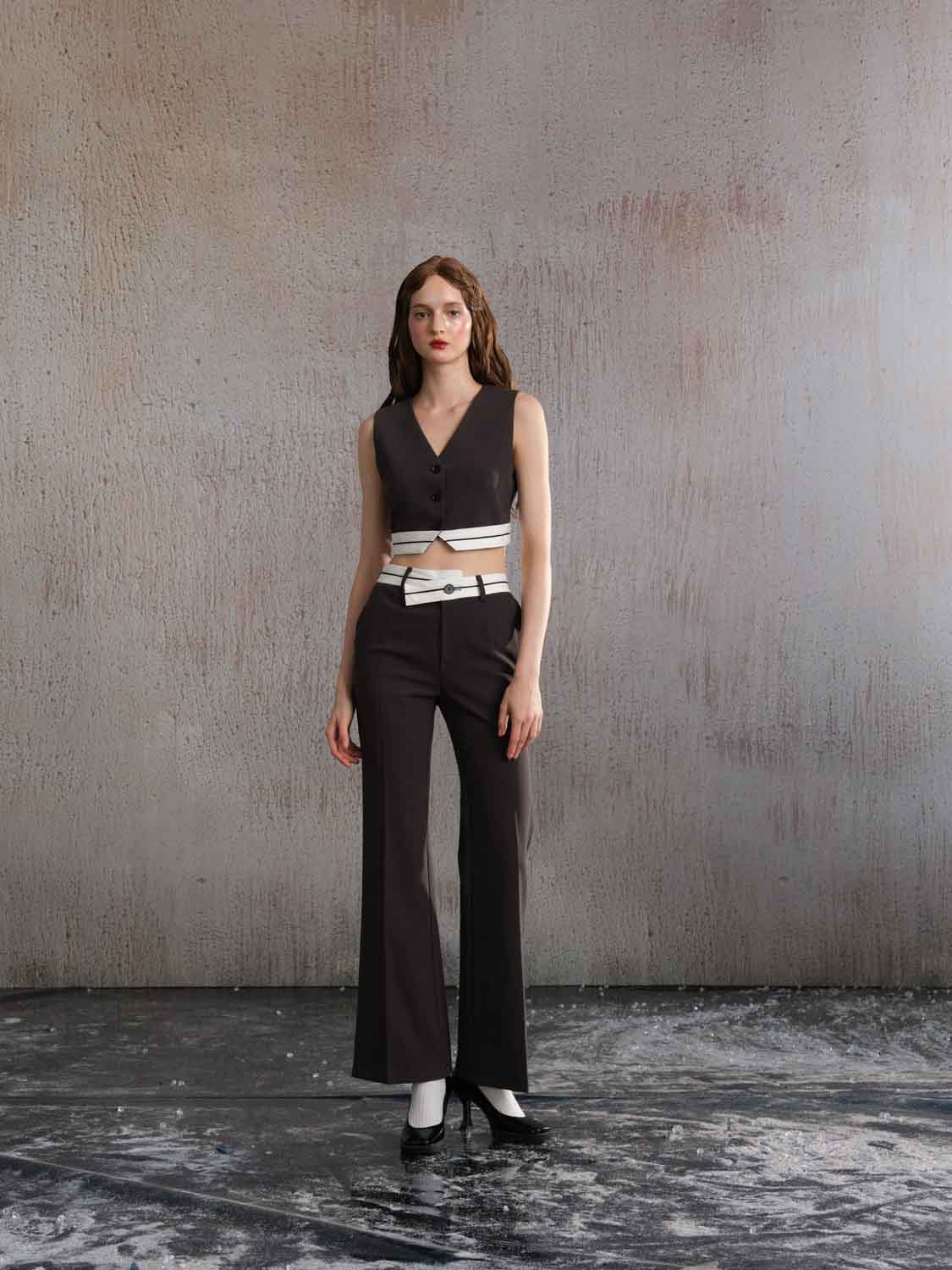 ARTE PURA Flipped Flared Trousers In Grey | MADA IN CHINA