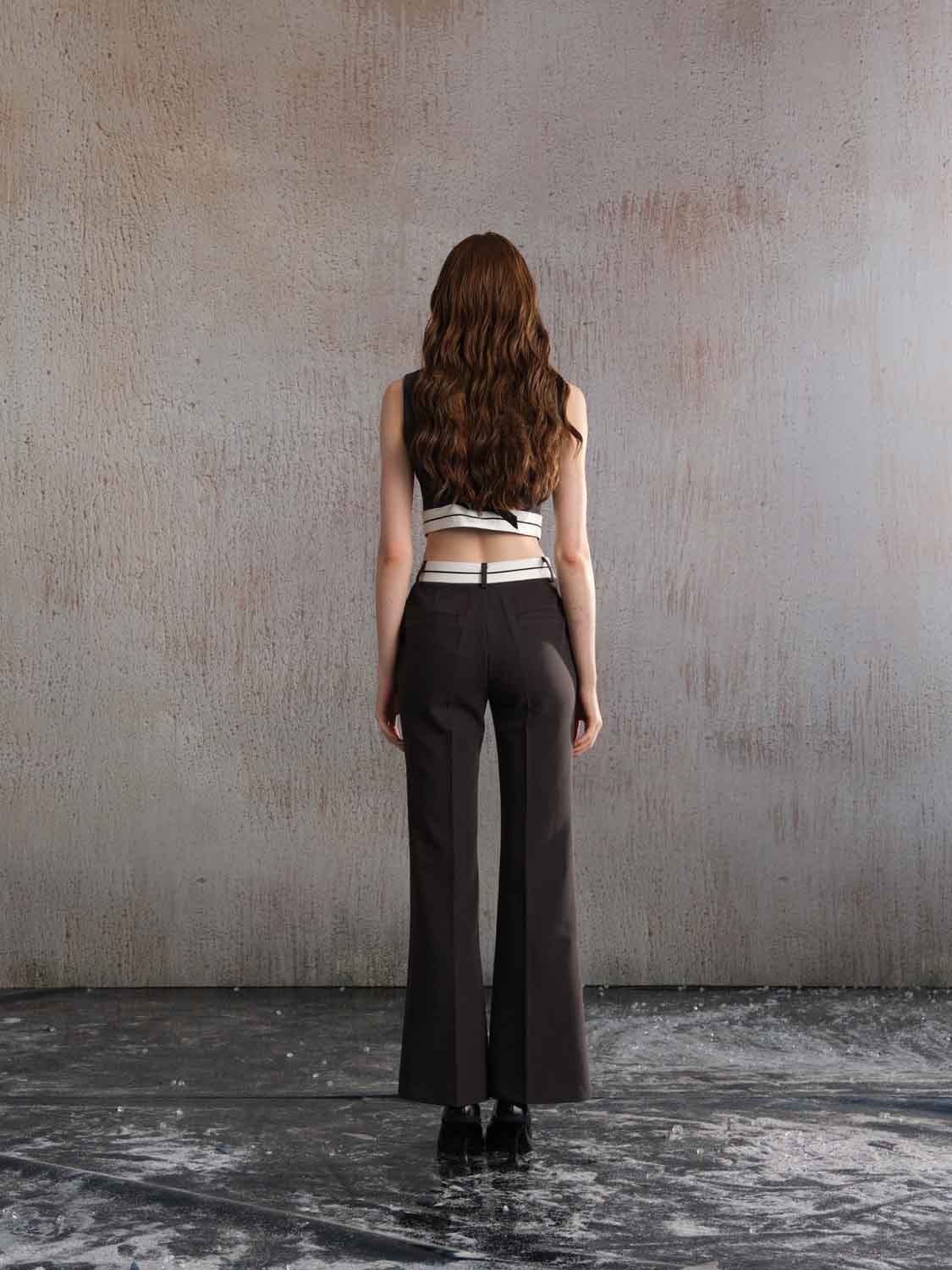 ARTE PURA Flipped Flared Trousers In Grey | MADA IN CHINA