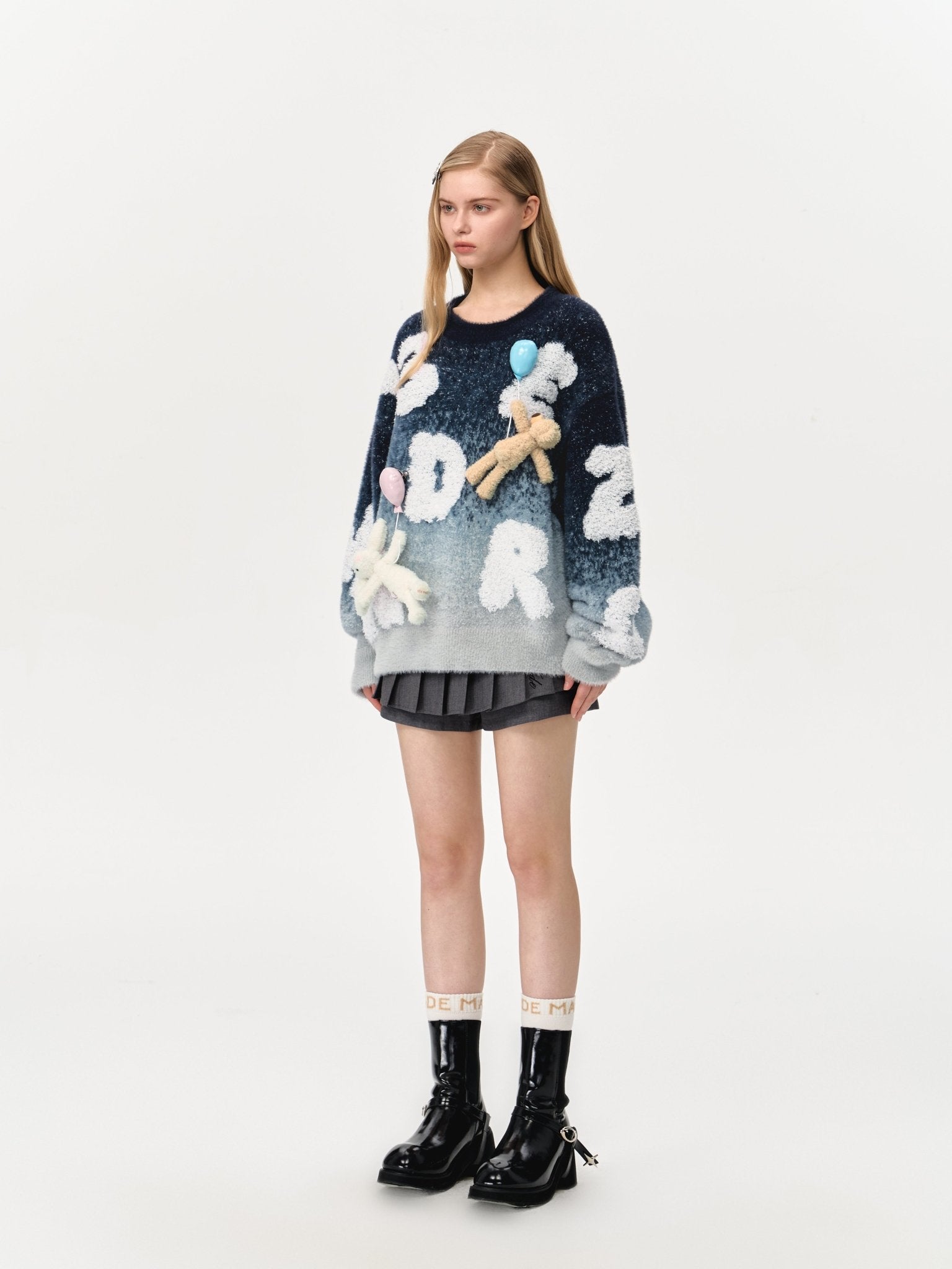 13DE MARZO Float Cloud Ballon Sweater In Gray | MADAX