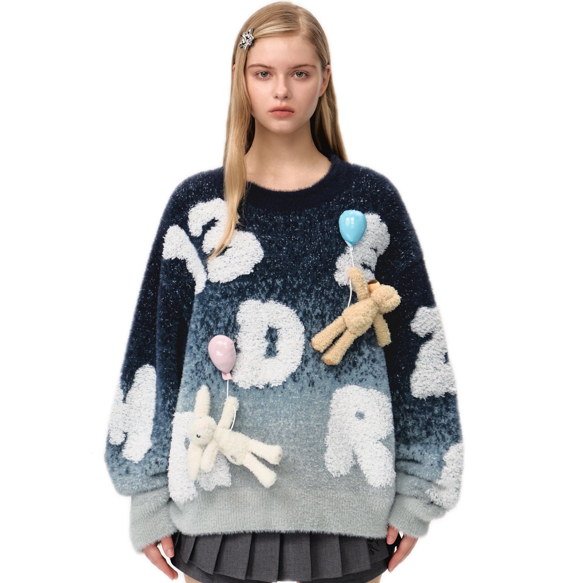 13DE MARZO Float Cloud Ballon Sweater In Gray | MADAX