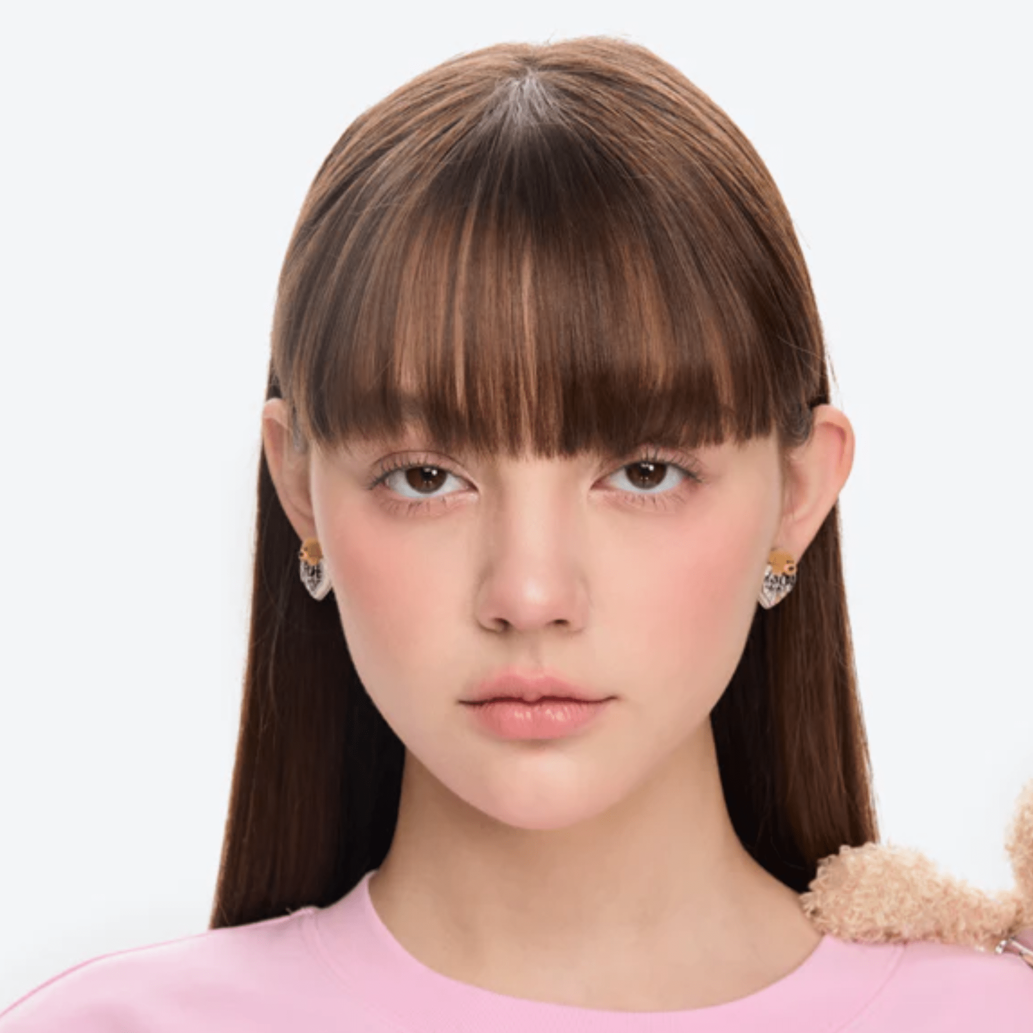 13DE MARZO Flocked Bear Heart Pearl Earrings in Silver | MADAX