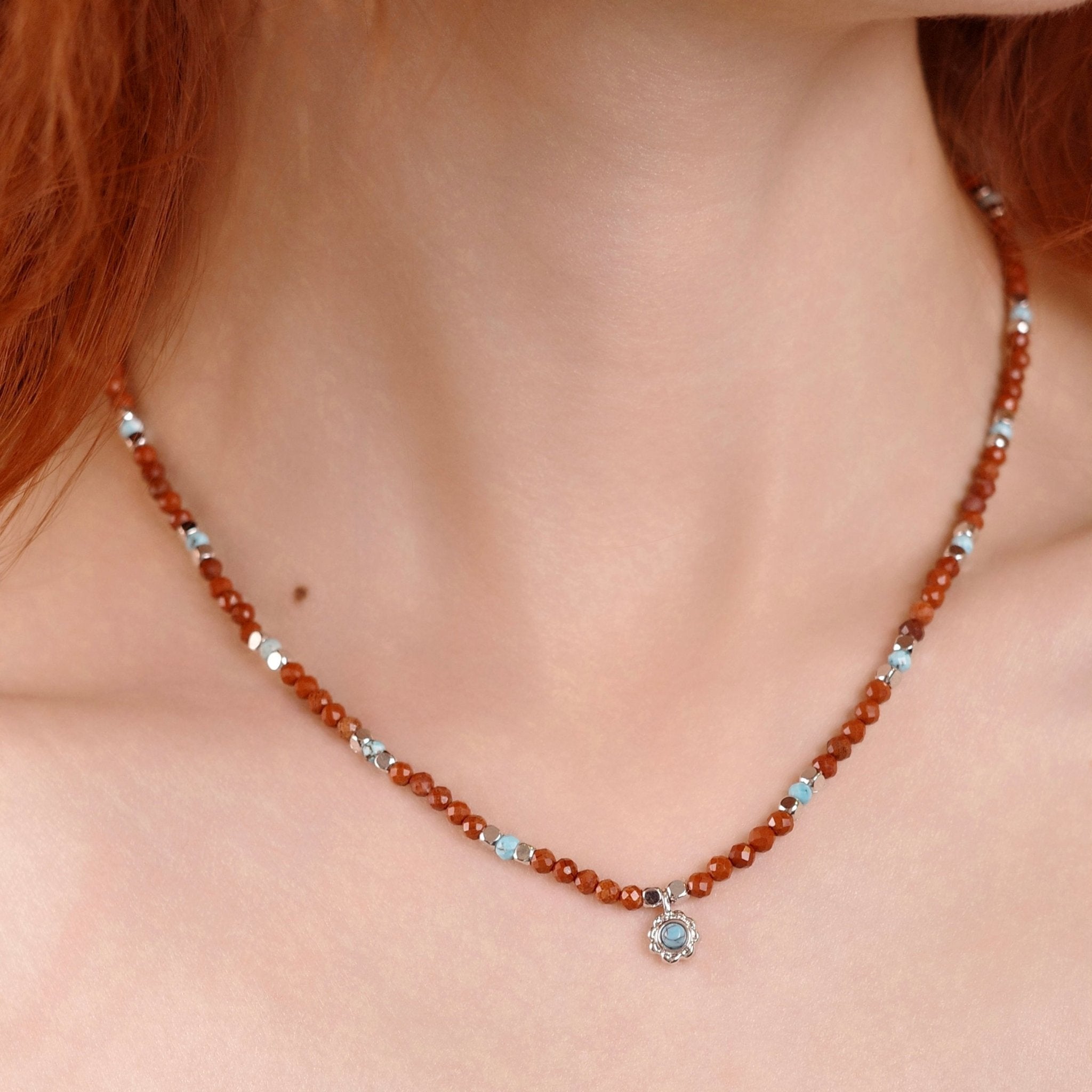 ToneTale Flora Beaded Necklace in Flame Red | MADAX