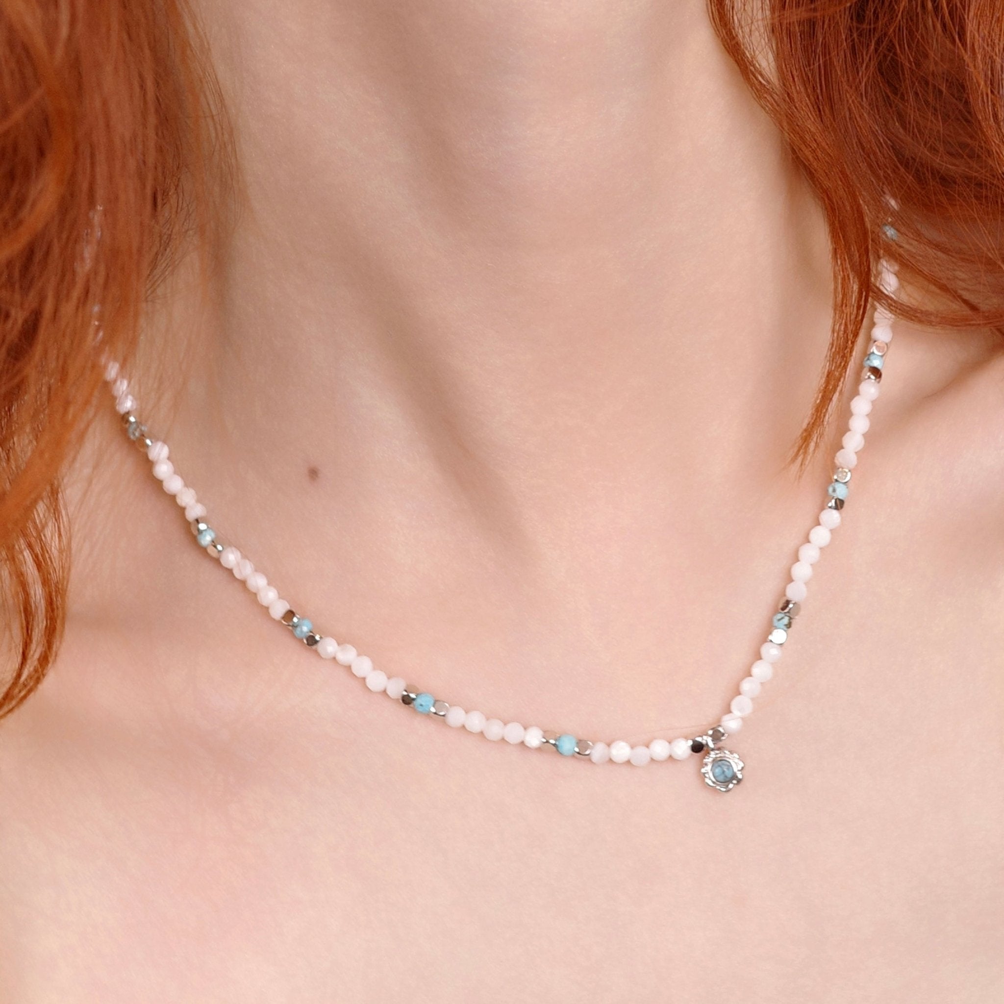 ToneTale Flora Beaded Necklace in Snow Green | MADAX