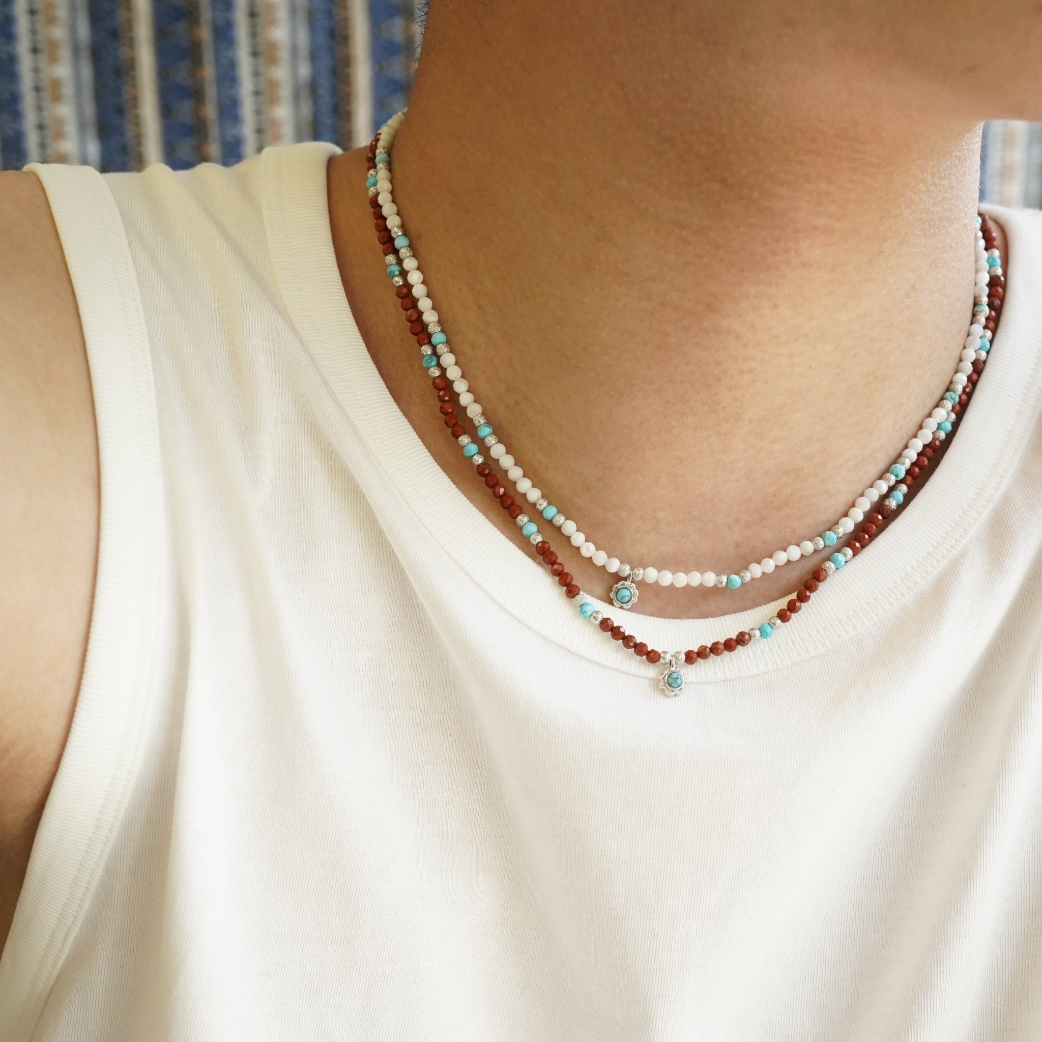 ToneTale Flora Beaded Necklace in Snow Green | MADAX