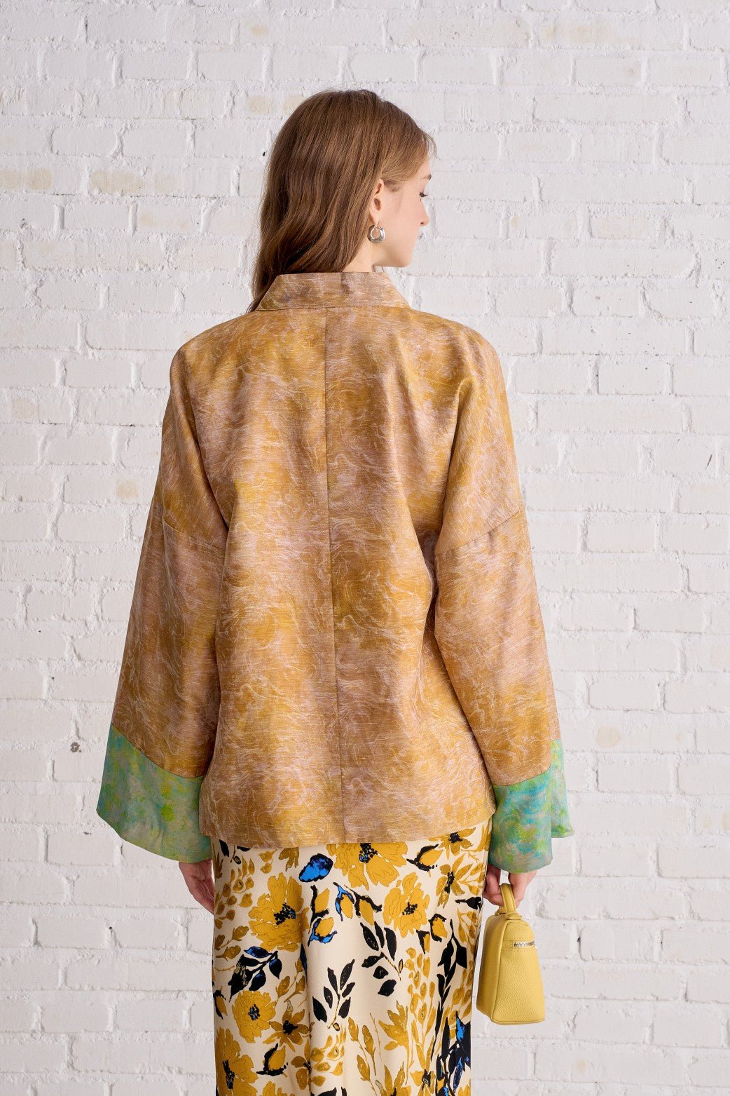 AIMME SPARROW Floral Midi Skirt In Yellow | MADAX