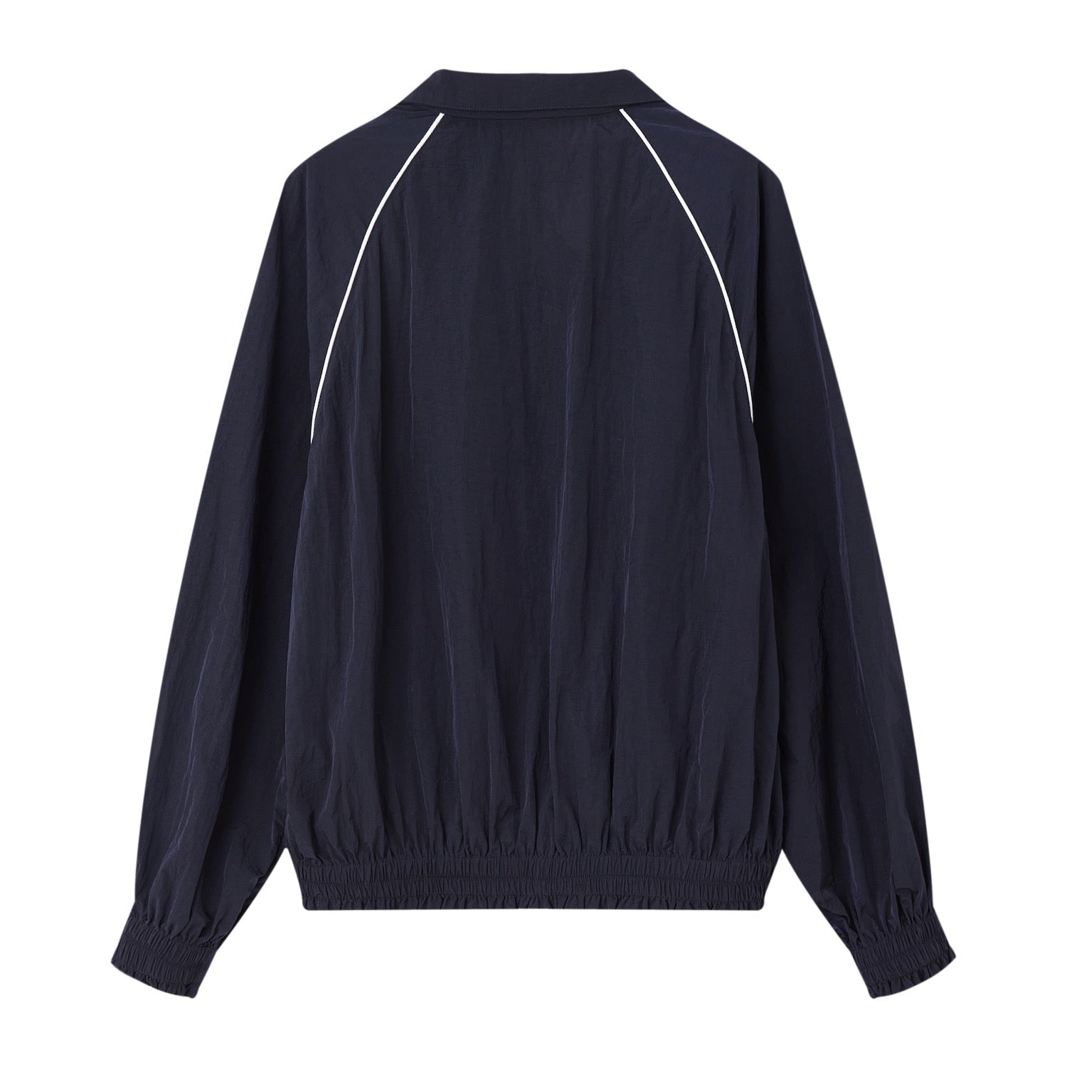 SOMESOWE Floral Patchwork Stand Collar Casual Jacket In Navy Blue | MADAX