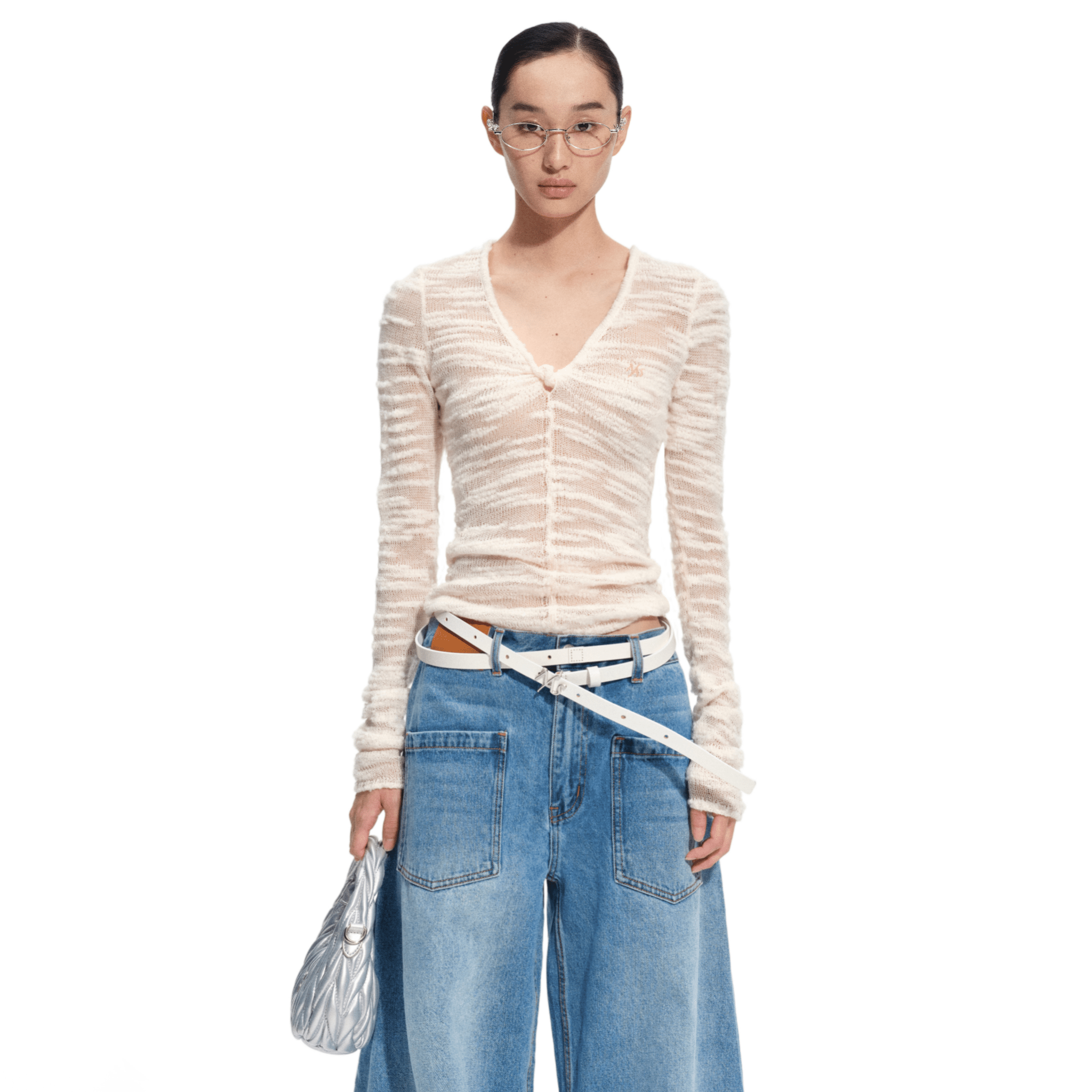 NAWS Floro Knit Top in White | MADAX