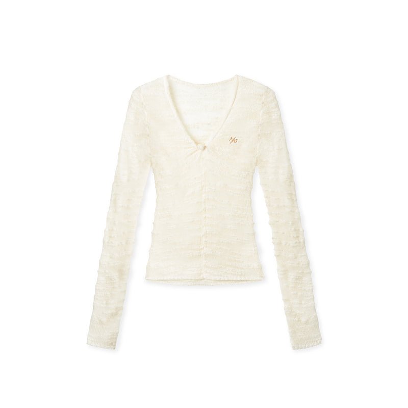 NAWS Floro Knit Top in White | MADAX