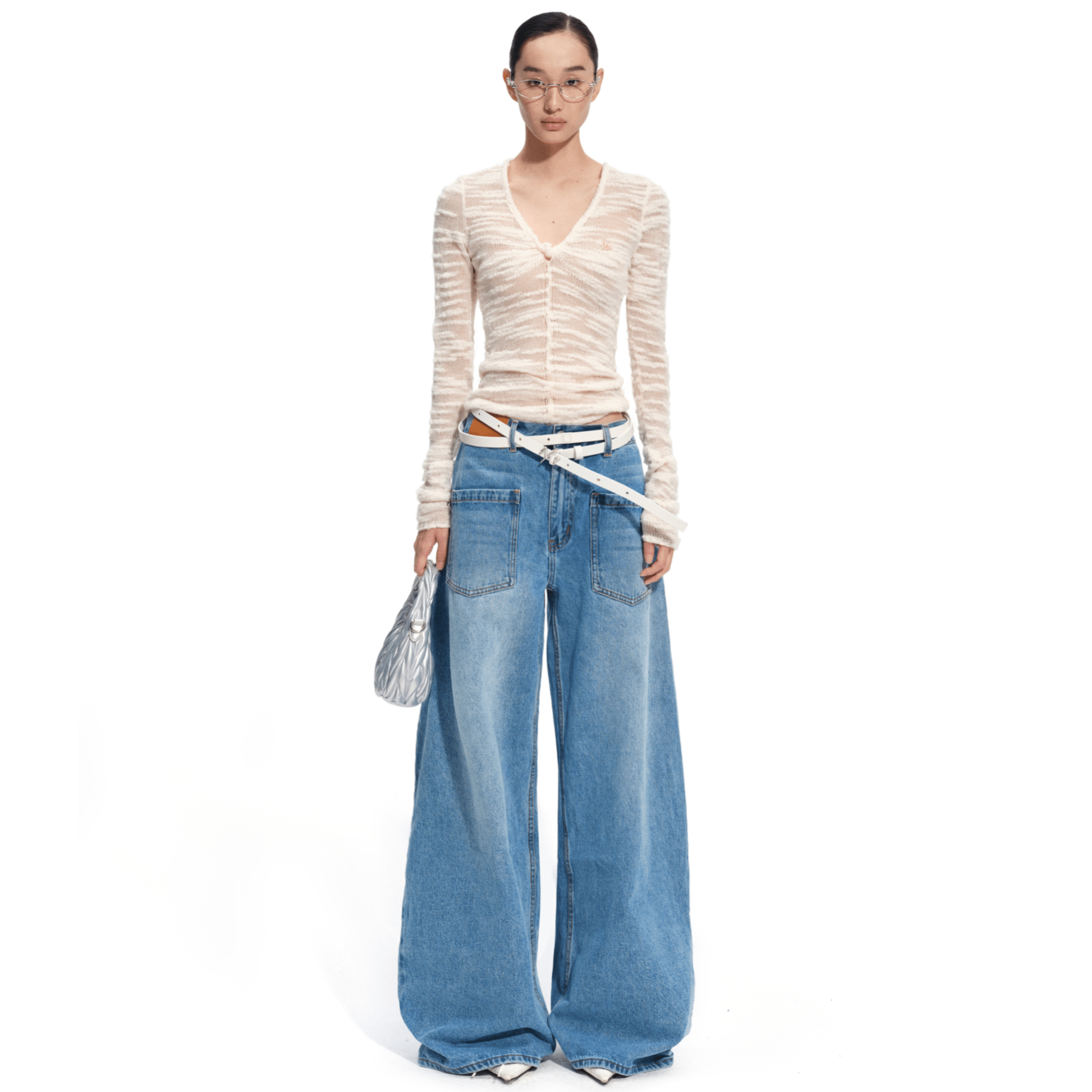 NAWS Floro Knit Top in White | MADAX