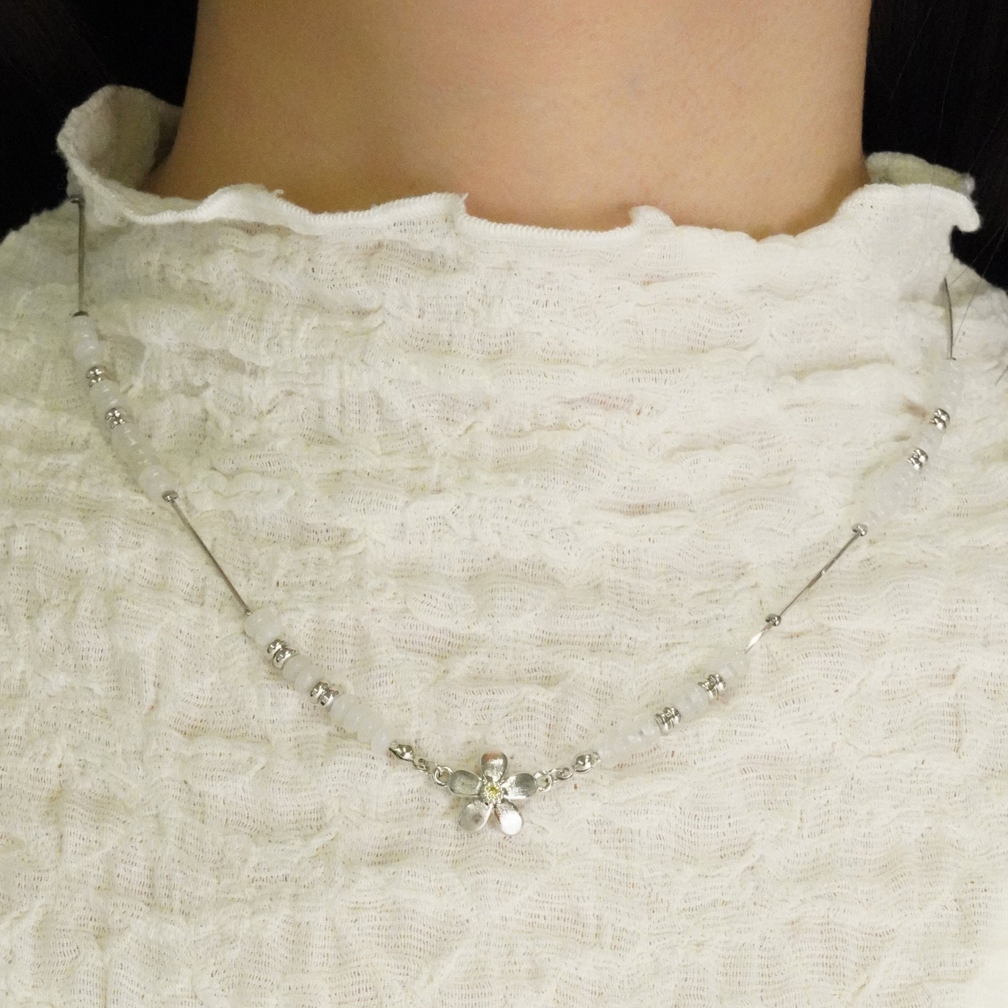 ToneTale Flower Rain Gypsophila Necklace in White Jade | MADAX