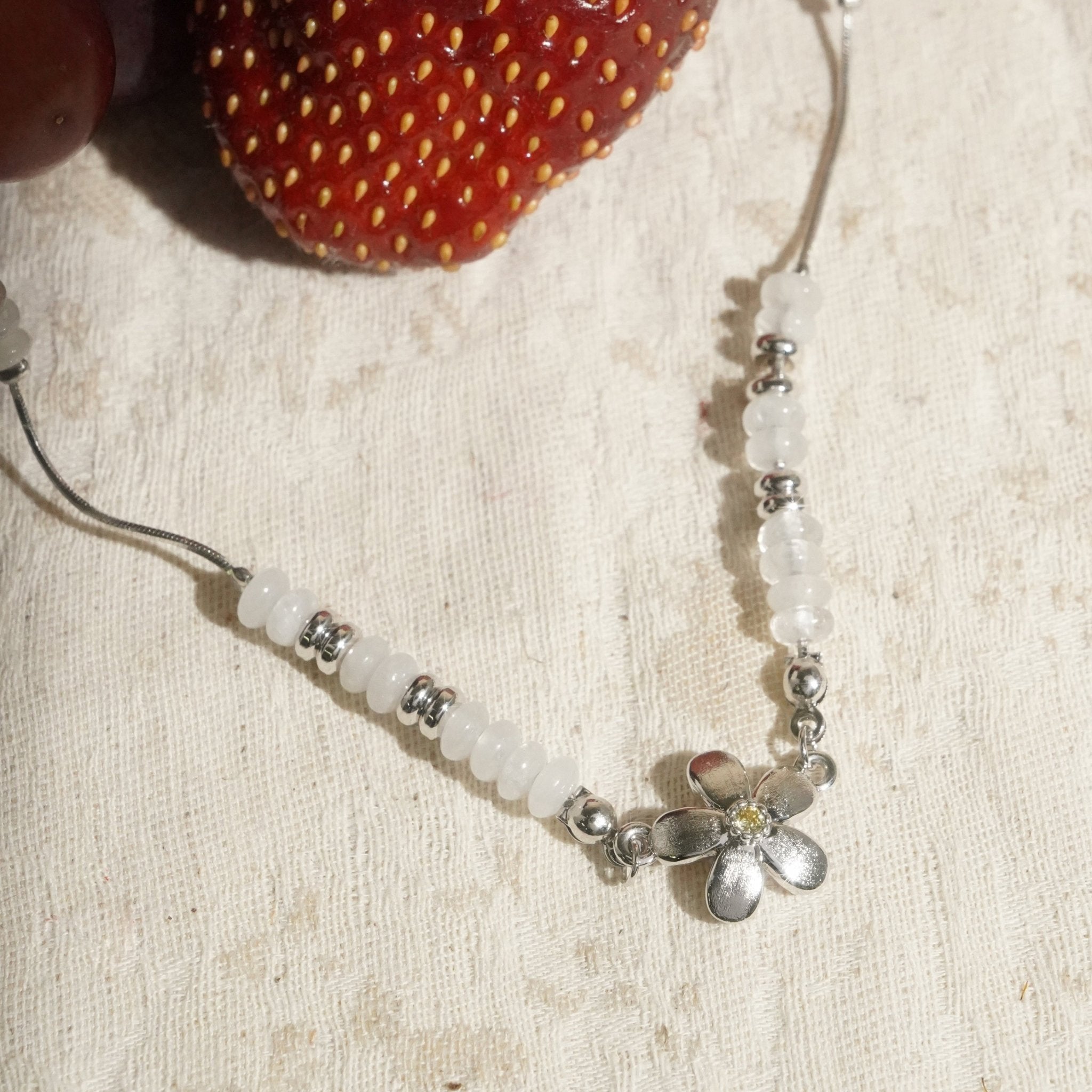 ToneTale Flower Rain Gypsophila Necklace in White Jade | MADAX