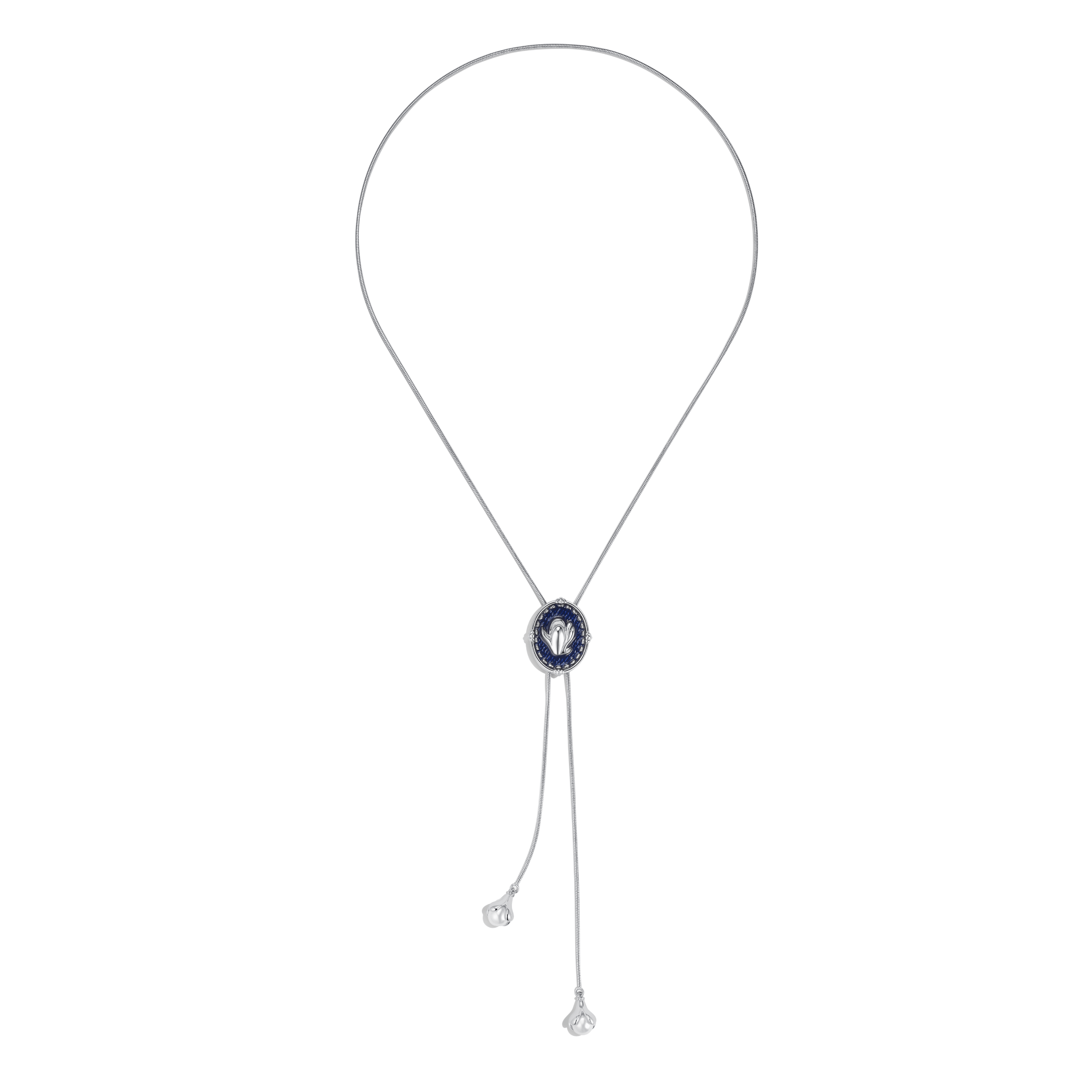ToneTale Flower Rain Magnolia Denim Pull - Out Necklace White Gold | MADAX