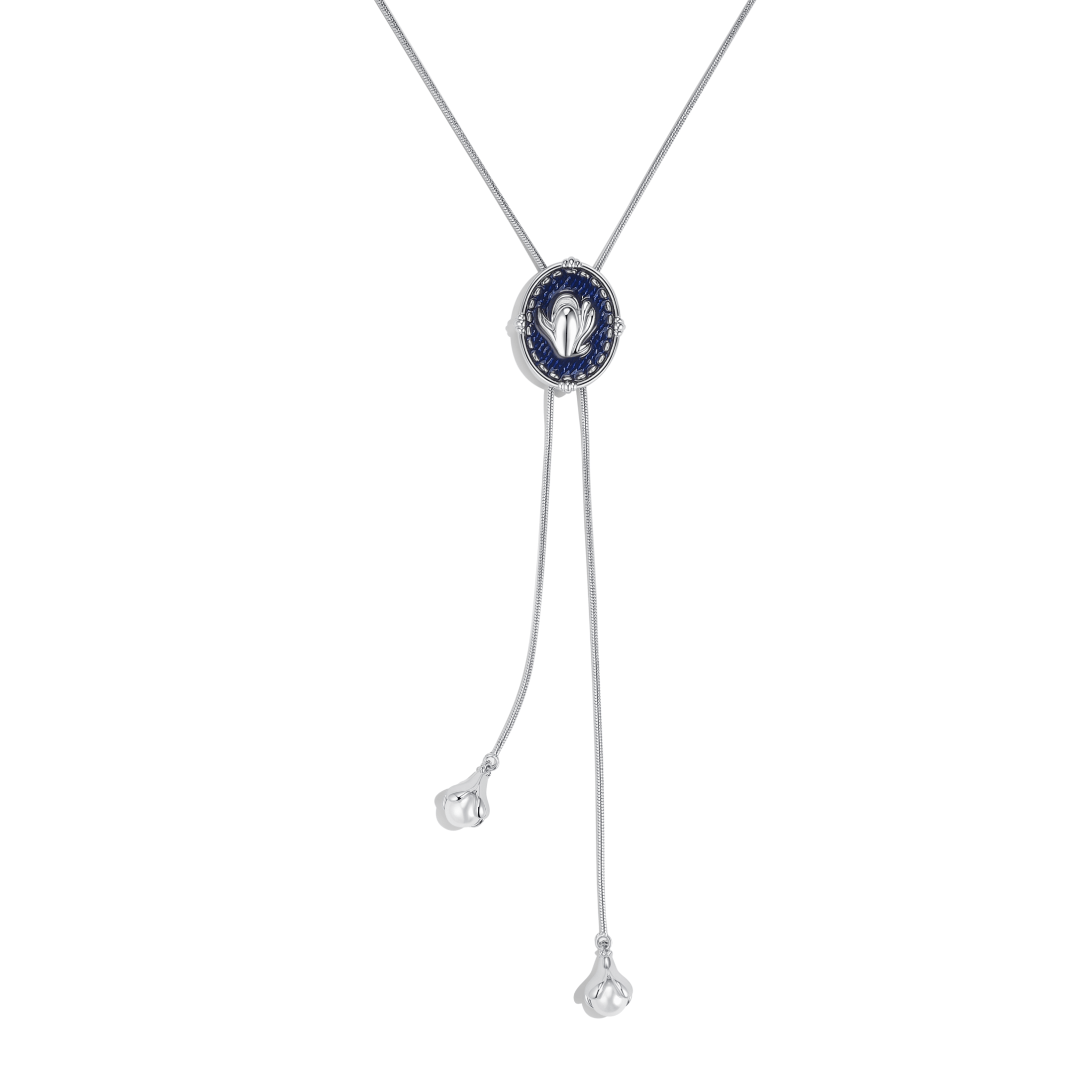 ToneTale Flower Rain Magnolia Denim Pull - Out Necklace White Gold | MADAX