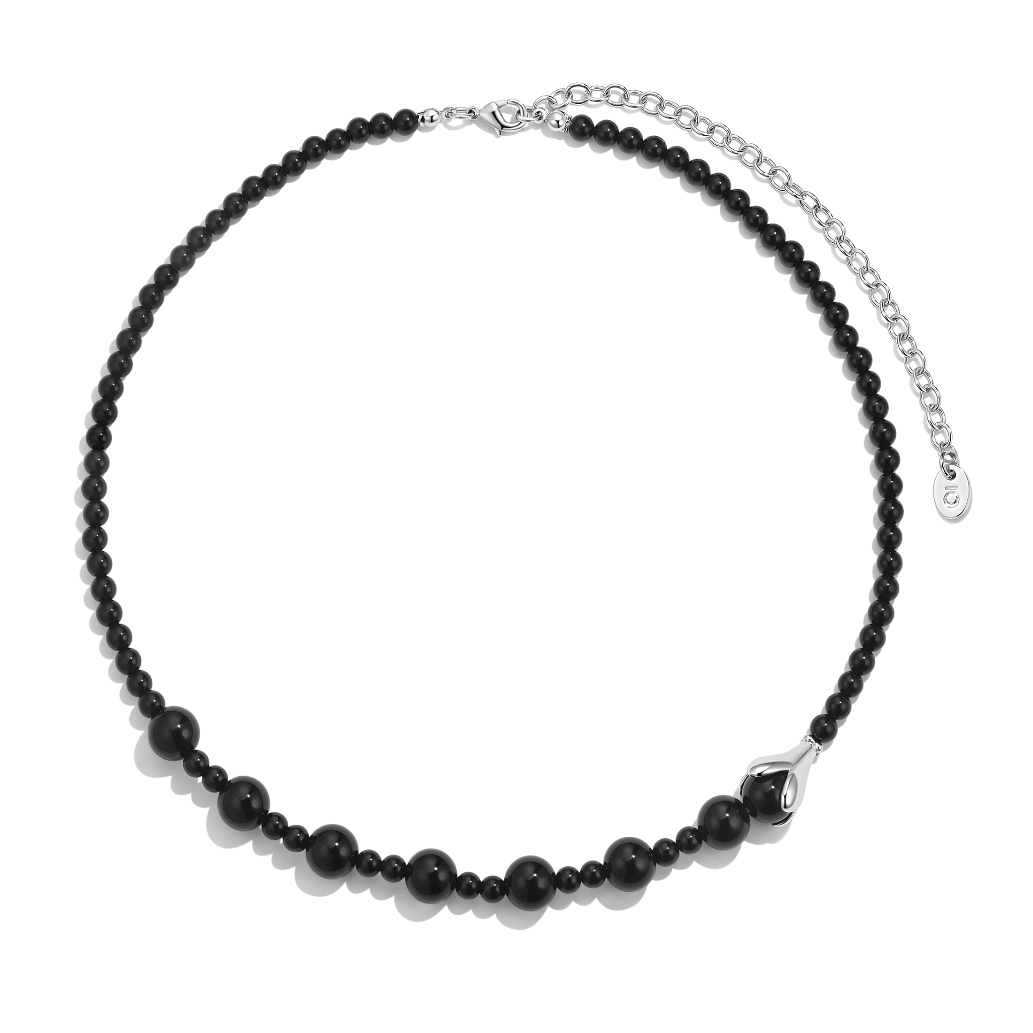 ToneTale Flower Rain Magnolia Water Dew Necklace in Black Agate | MADAX