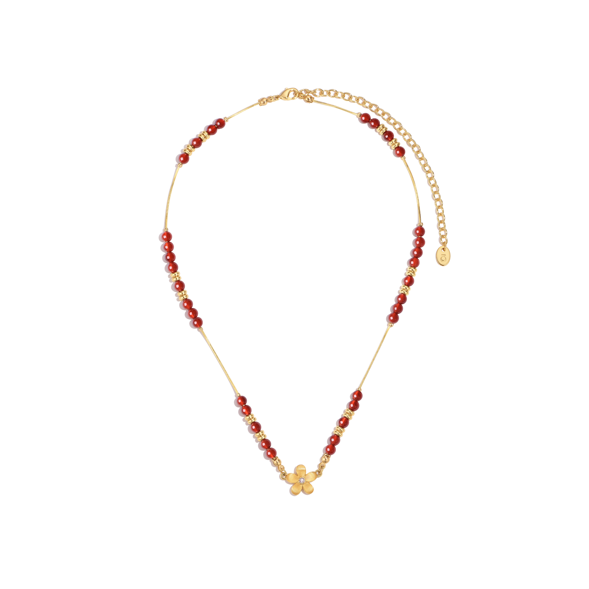 ToneTale Flower Rain Starry Sky Necklace in Red Agate | MADAX