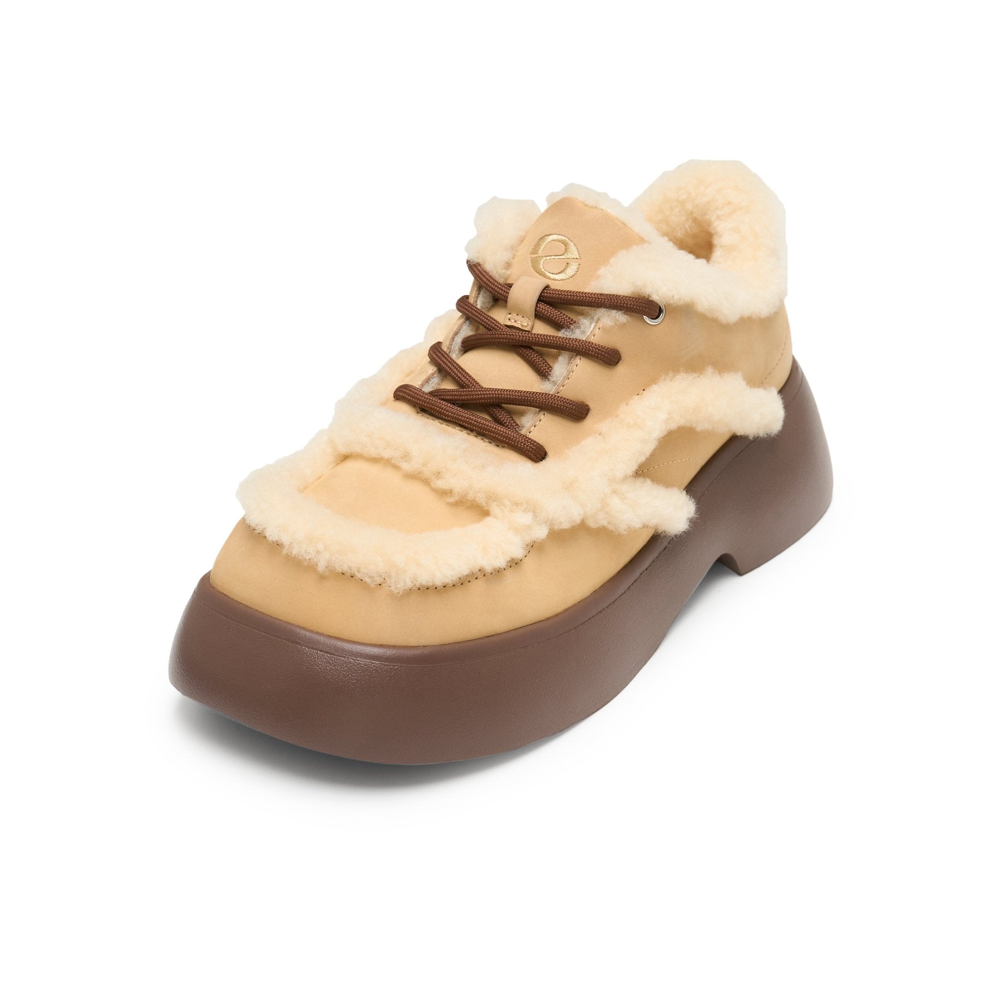 LOST IN ECHO Fluffy Round Toe Thick Soled Breadboard Shoes In Maize Yellow | MADAX