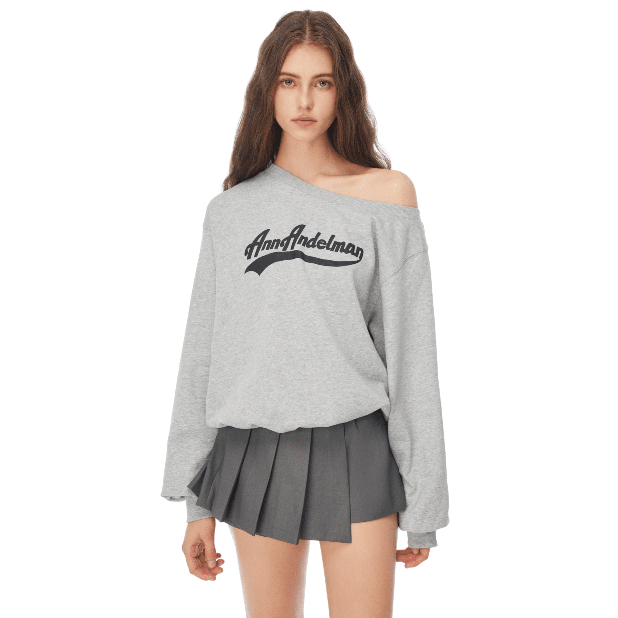 ANN ANDELMAN Foam Print Off - Shoulder Sweatshirt in Gray | MADAX