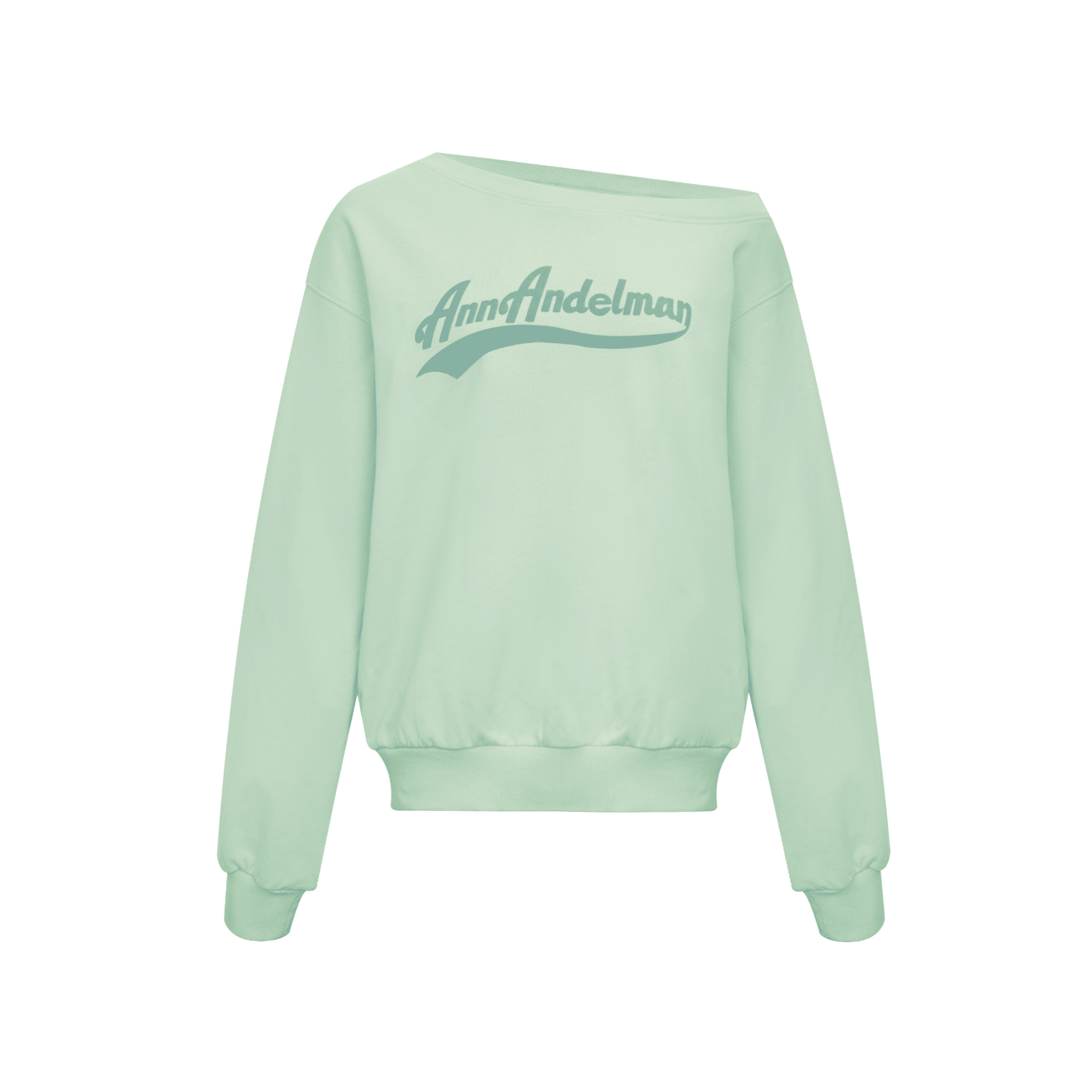 ANN ANDELMAN Foamed Print Off - Shoulder Sweatshirt in Green | MADAX