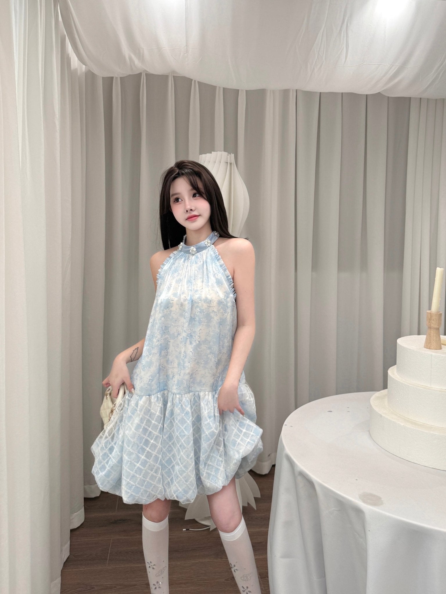 french designer dresses online THREE QUARTERS French Neck Fairy Seaside Designer Dresses