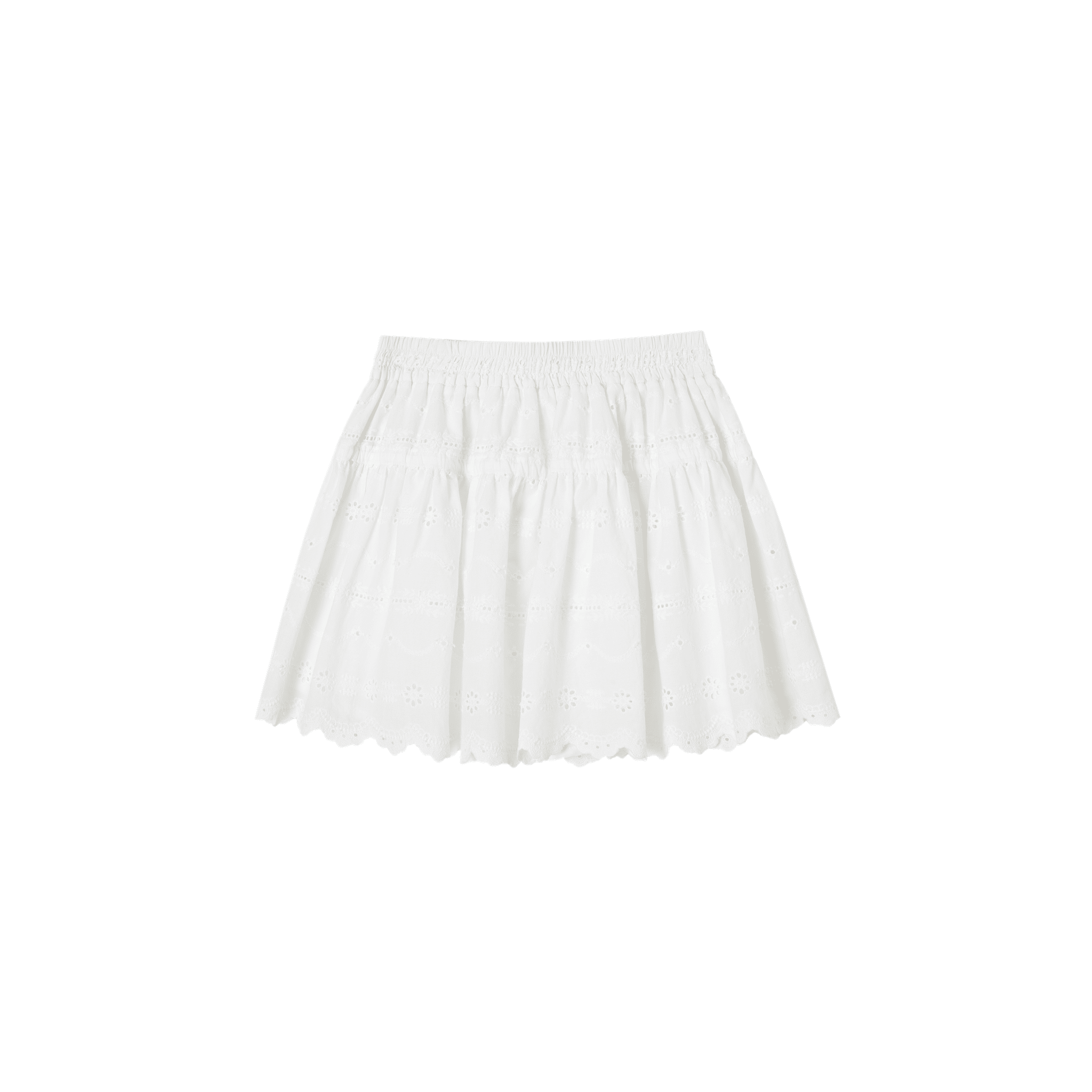 SOMESOWE French-style Openwork Embroidered Girl‘s Puffy Short Skirt in White | MADAX