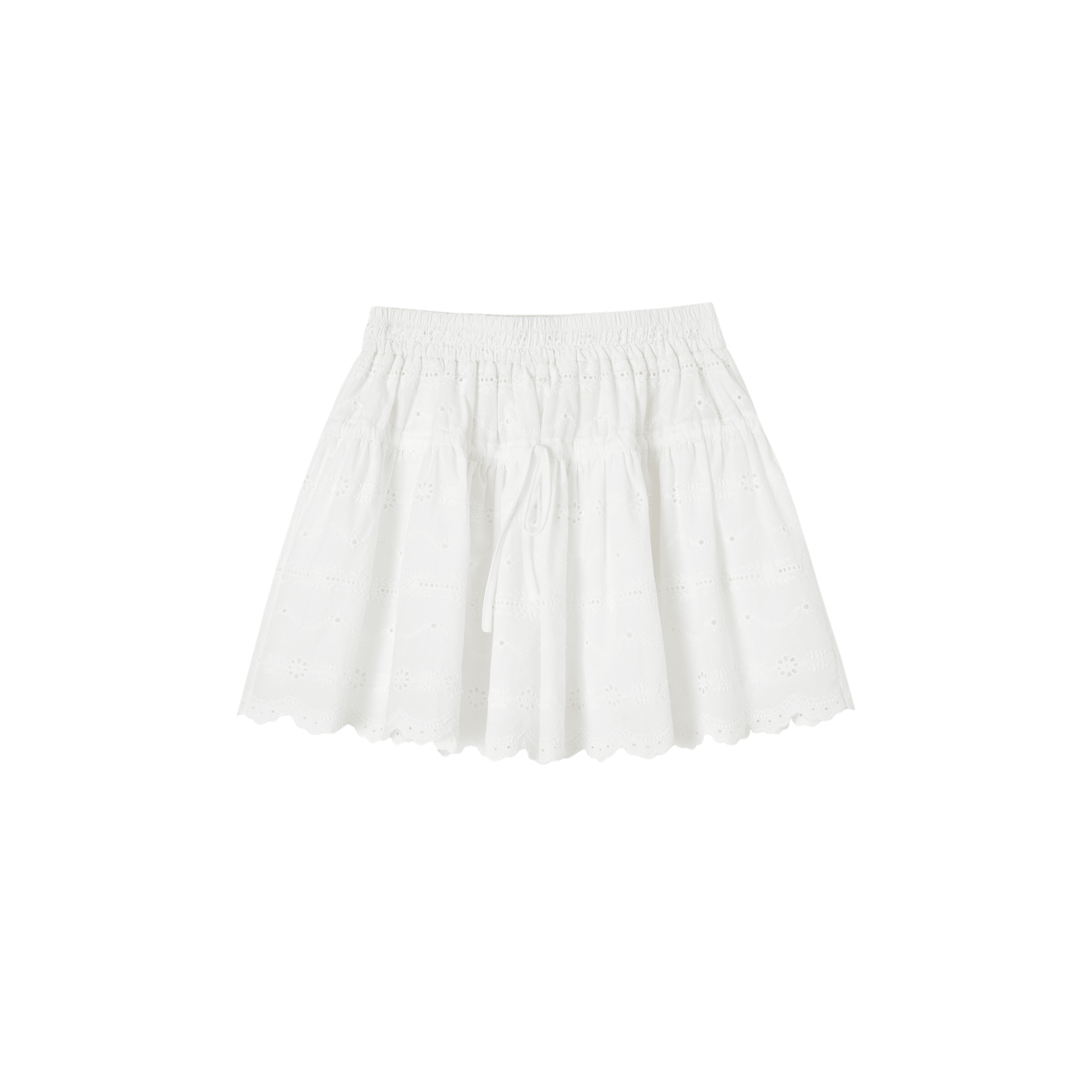 SOMESOWE French-style Openwork Embroidered Girl‘s Puffy Short Skirt in White | MADAX