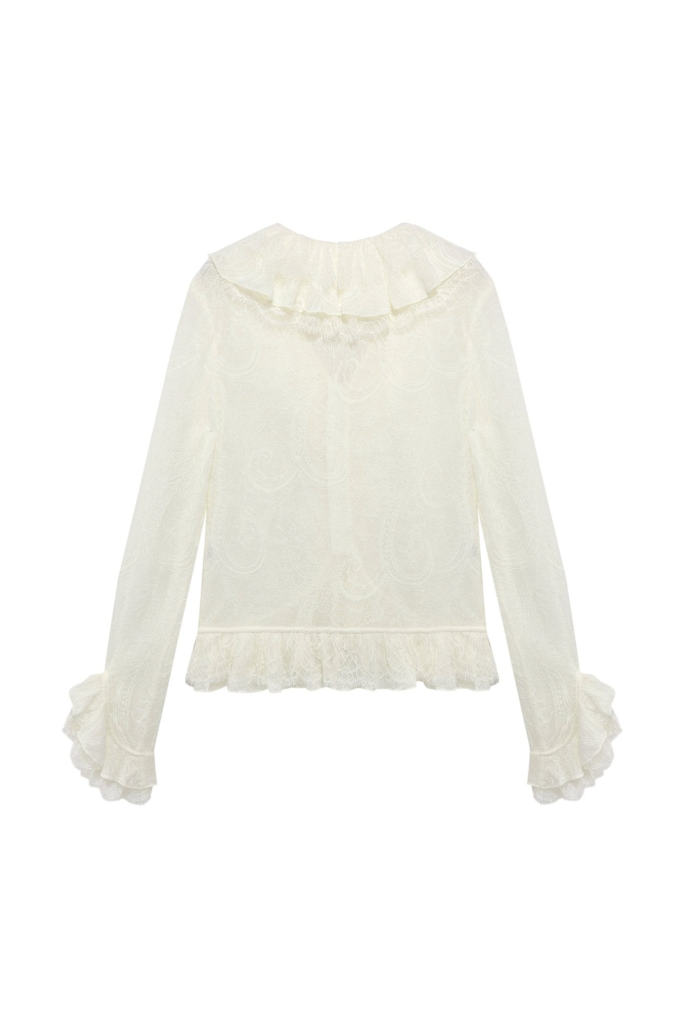 Alexia Sandra French - style Ruffled Lace Top In White | MADAX