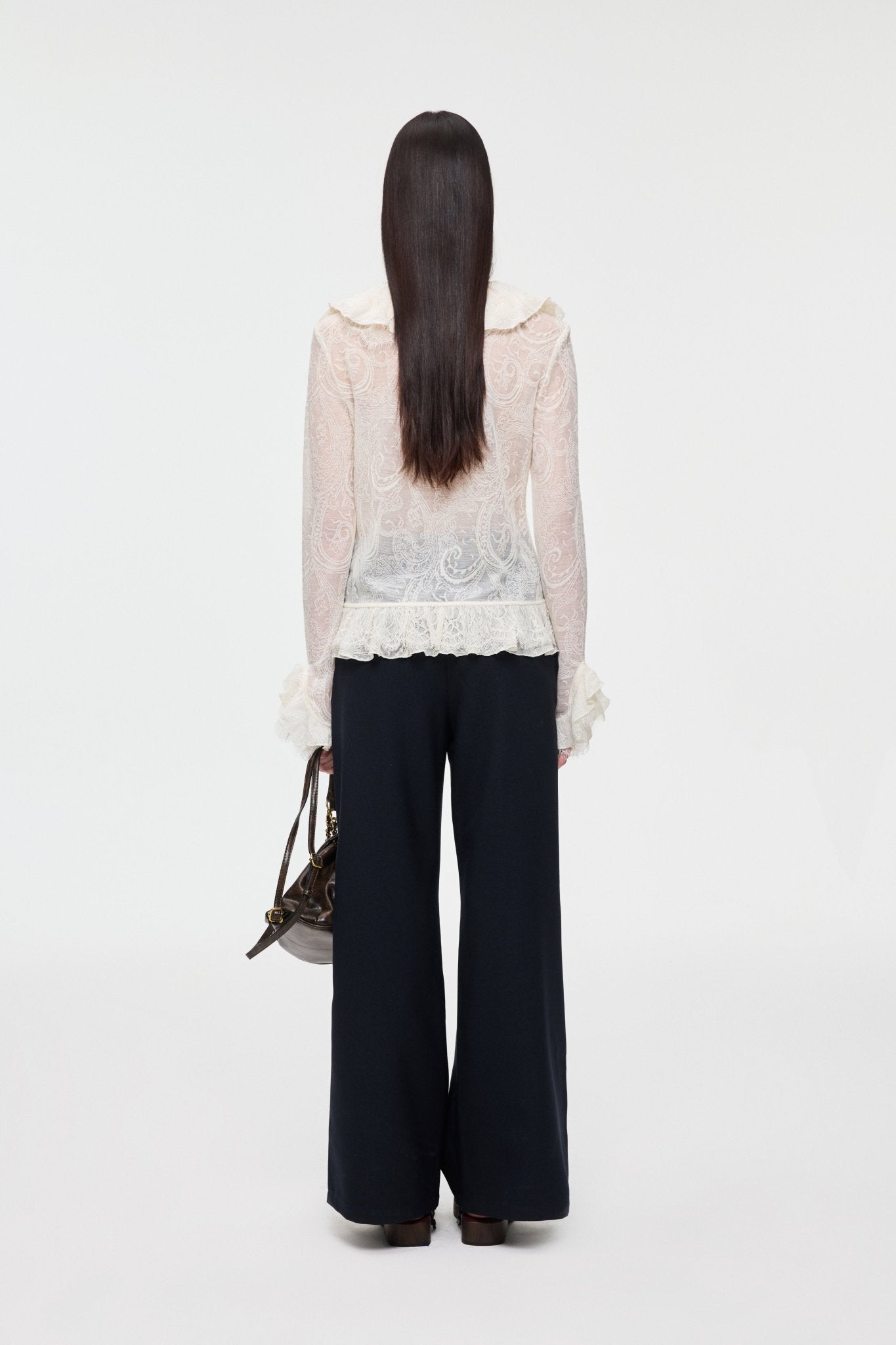 Alexia Sandra French - style Ruffled Lace Top In White | MADAX