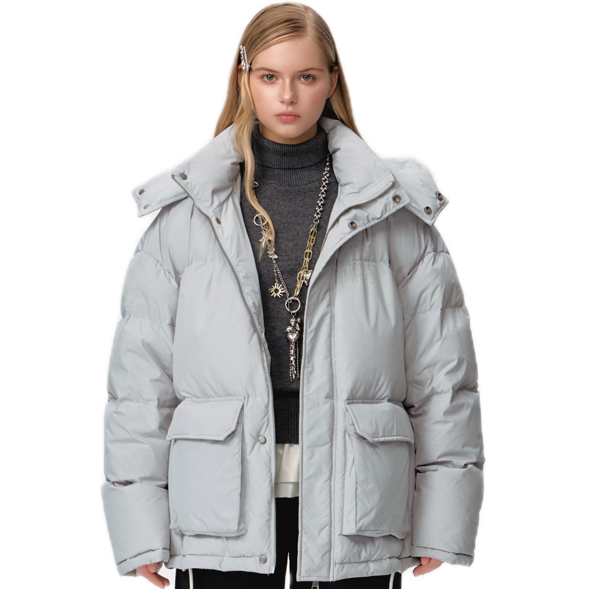 13DE MARZO Friends Hangout Down Jacket In Gray | MADAX