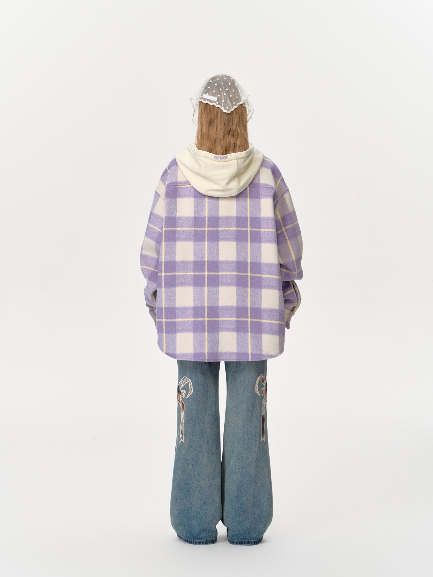 13DE MARZO Friends Hangout Tweed Zip Hoodie In Purple | MADAX