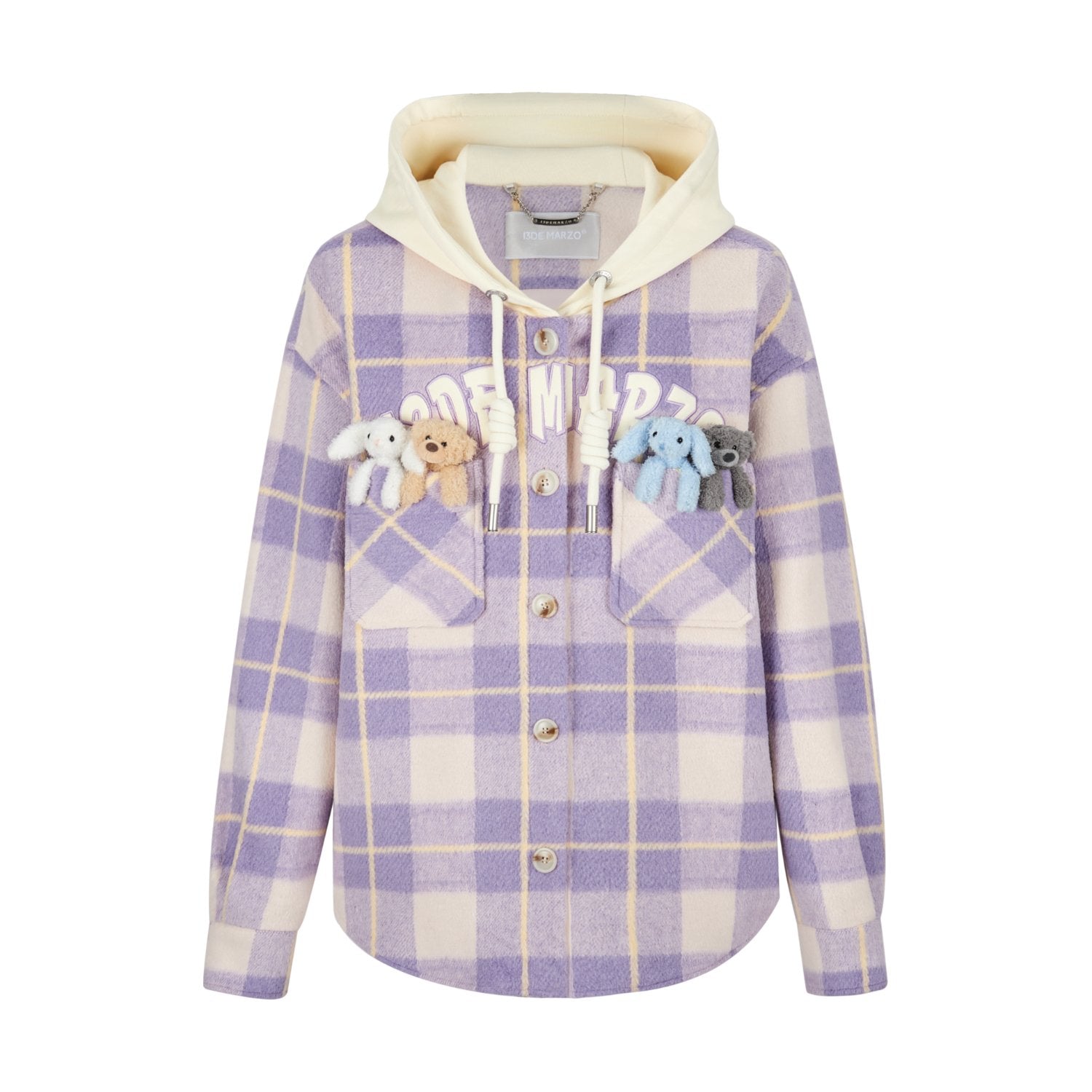 13DE MARZO Friends Hangout Tweed Zip Hoodie In Purple | MADAX