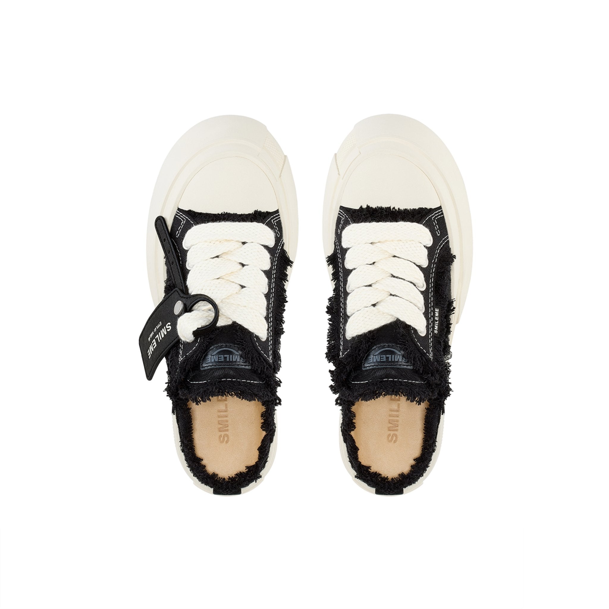 Smileme Fringed Slippers in Black | MADAX