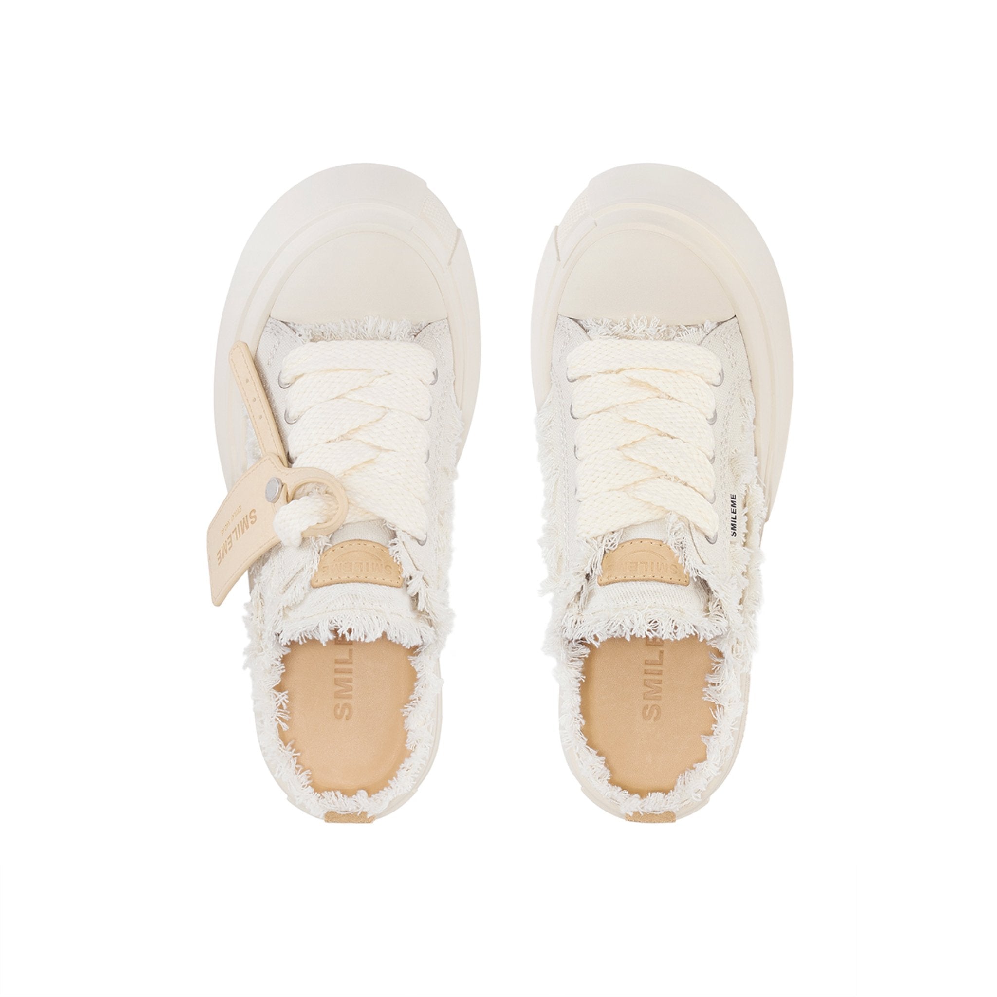 Smileme Fringed Slippers in White | MADAX