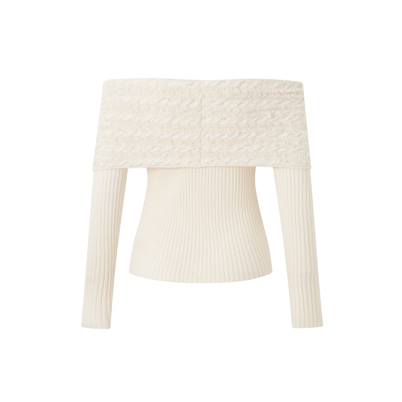 DIANA VEVINA Fringed Twisted Flower One - Shoulder Knit White | MADA IN CHINA