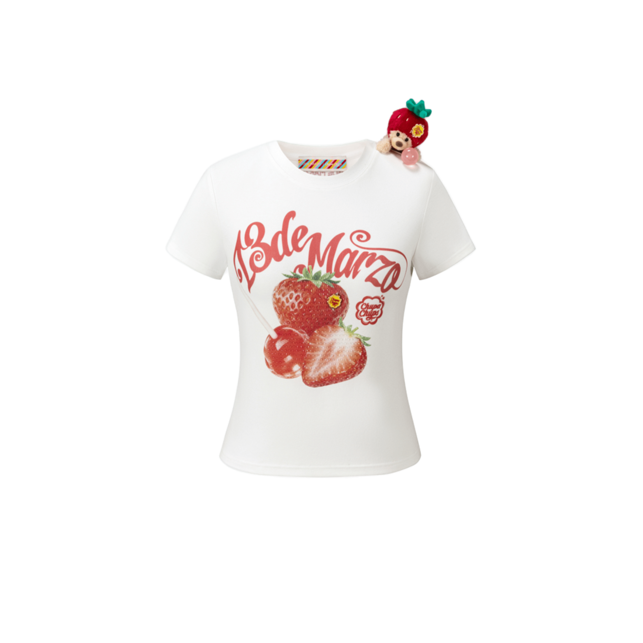 13DE MARZO Fruit Illustration Short T-Shirt in White | MADAX