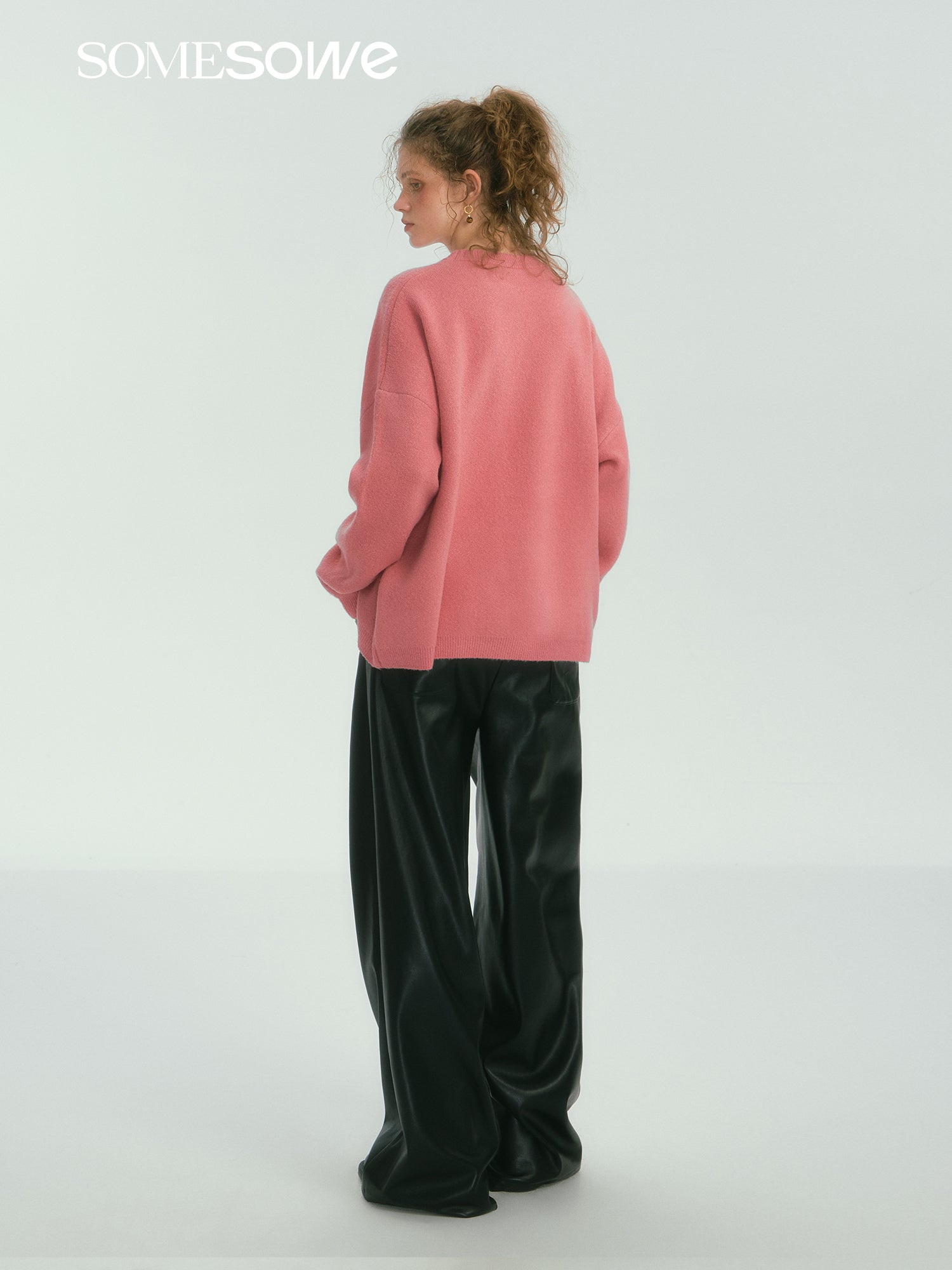 SOMESOWE Fruit Jacquard Oversized Sweater In Pink | MADAX