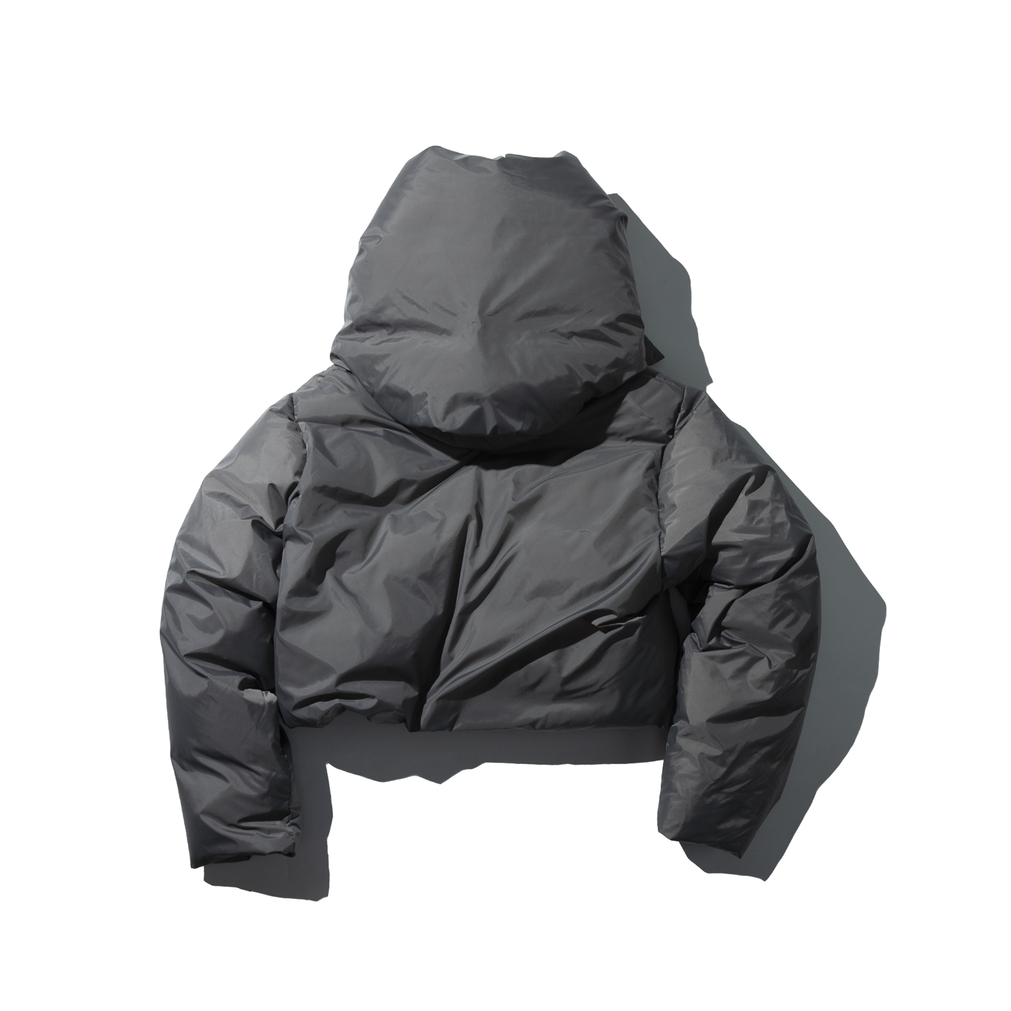 Grey Super-High Collar Down Jacket