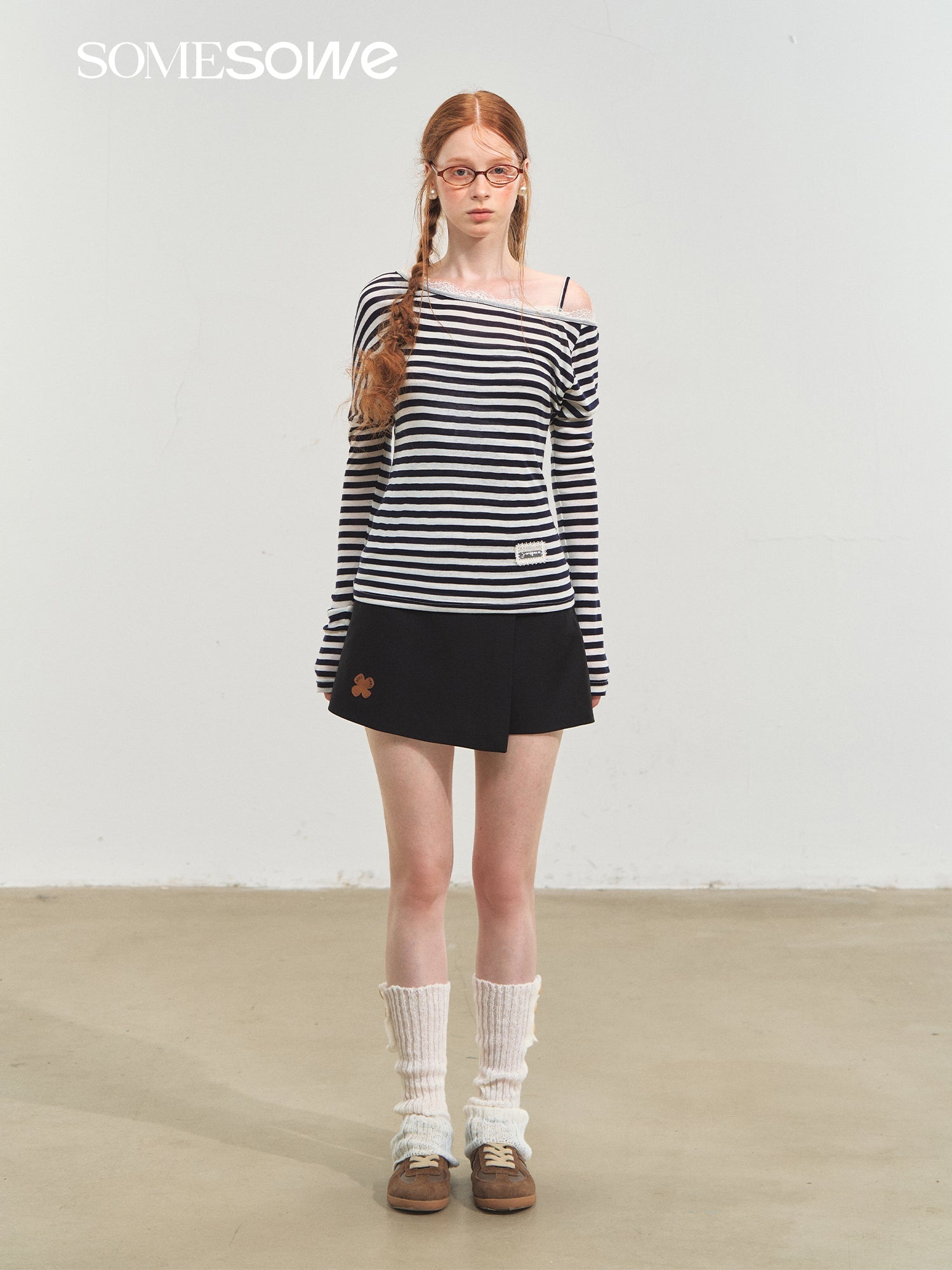 SOMESOWE Fun Flower Fake Two - Piece Skort In Black | MADAX