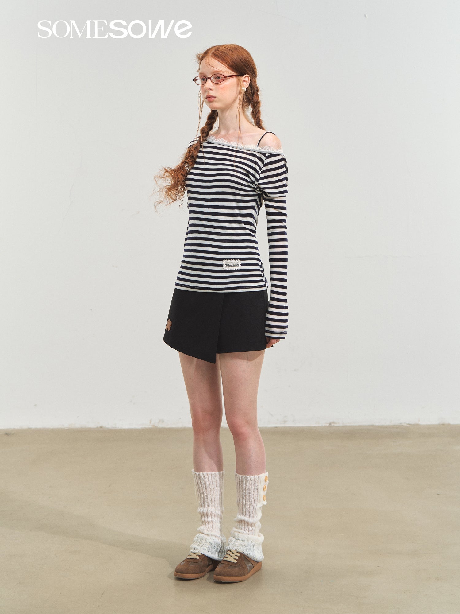 SOMESOWE Fun Flower Fake Two - Piece Skort In Black | MADAX