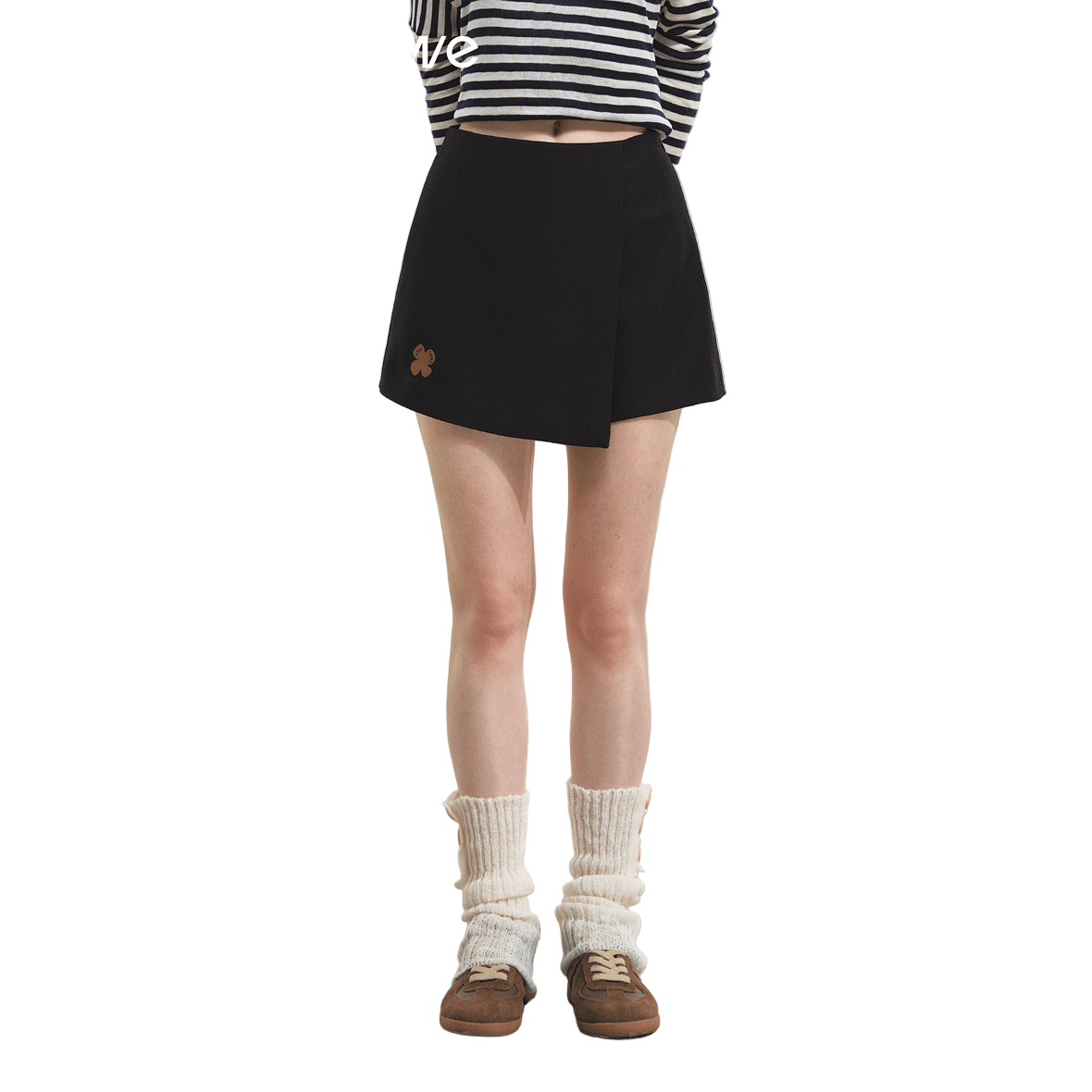 SOMESOWE Fun Flower Fake Two - Piece Skort In Black | MADAX