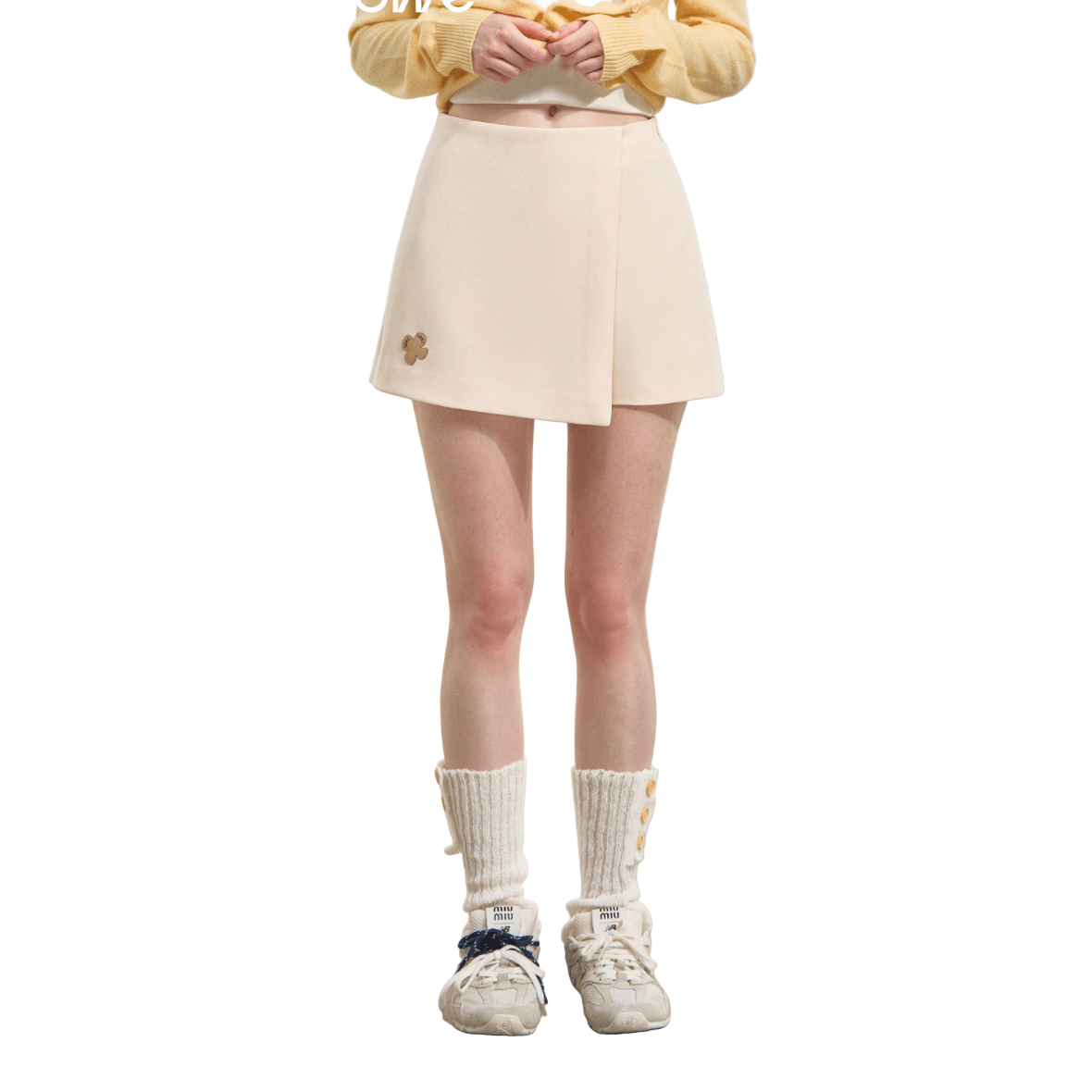 SOMESOWE Fun Flower Fake Two - Piece Skort In White | MADAX