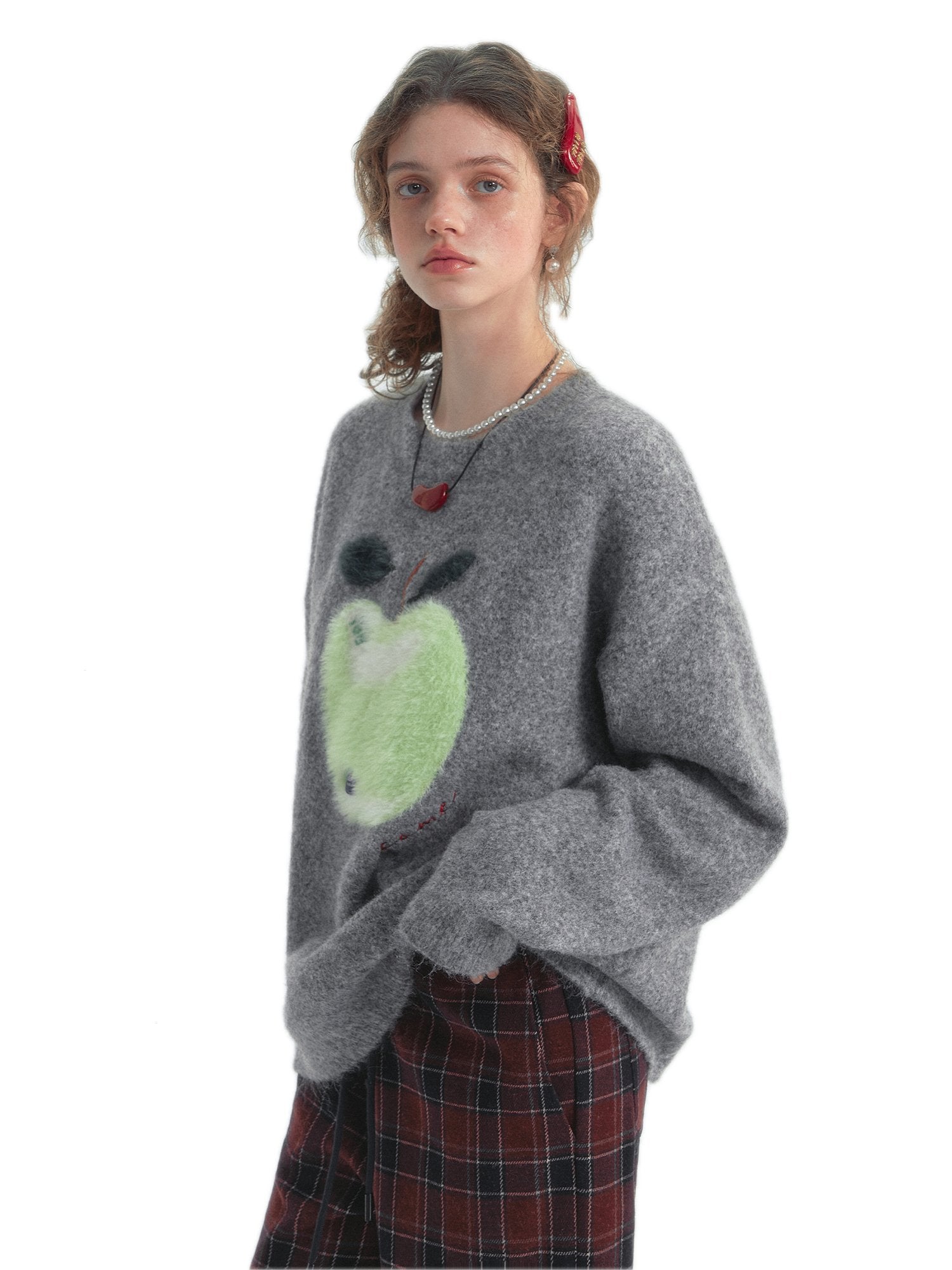 SOMESOWE Funny Apple Cloud Sweater In Gray | MADAX