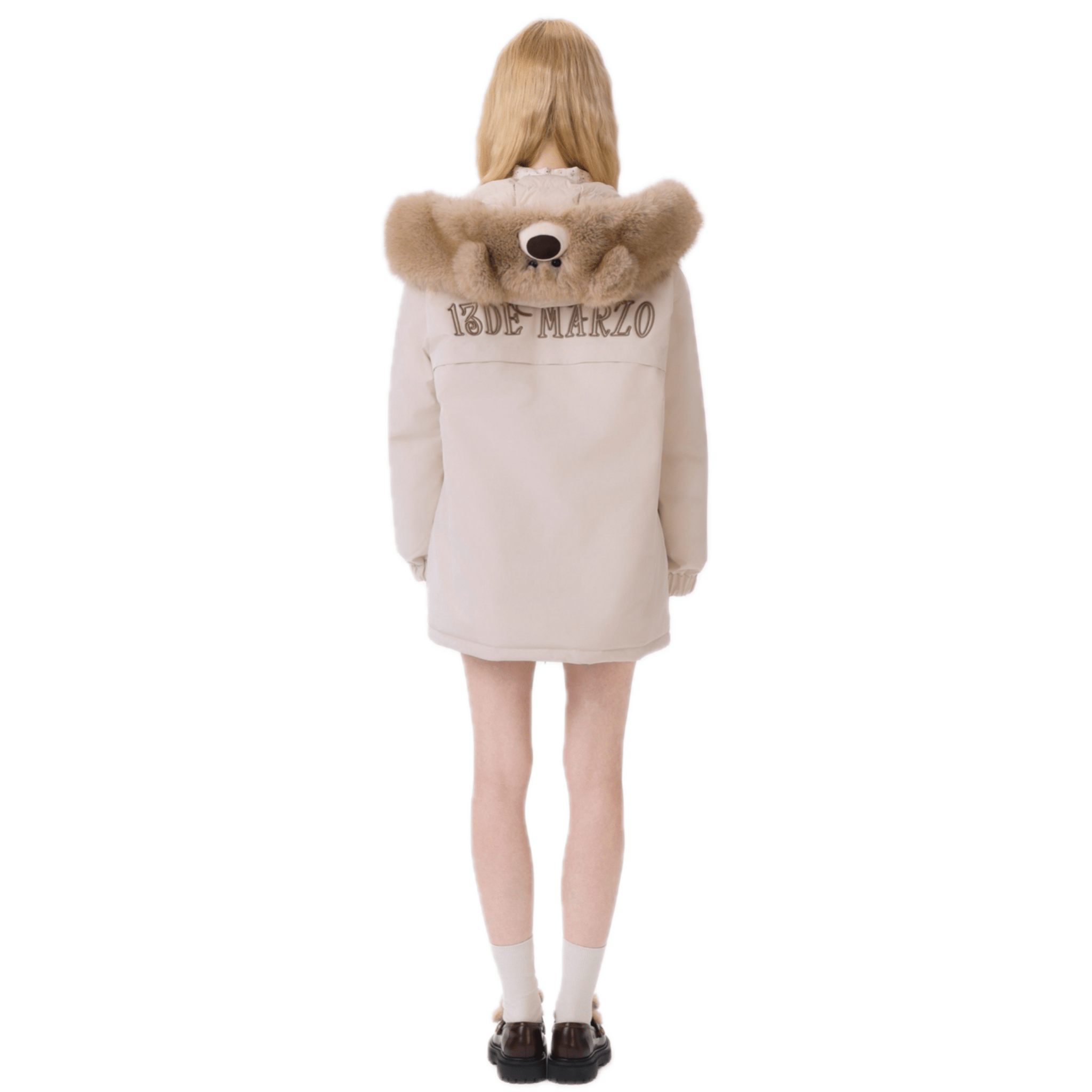 13DE MARZO Fur Collar Parka Down Jacket in Khaki | MADAX