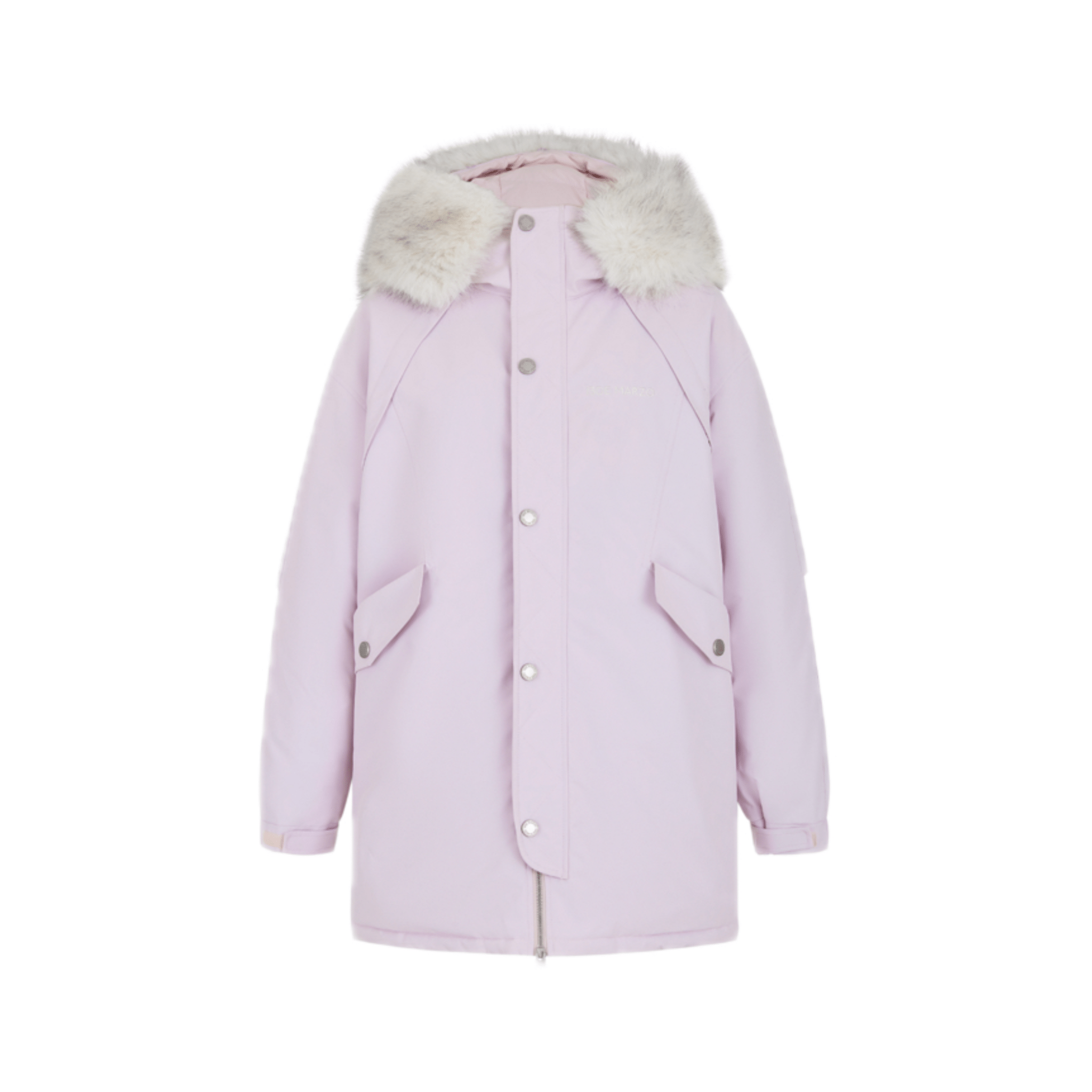 13DE MARZO Fur Collar Parka Down Jacket in Pink | MADAX